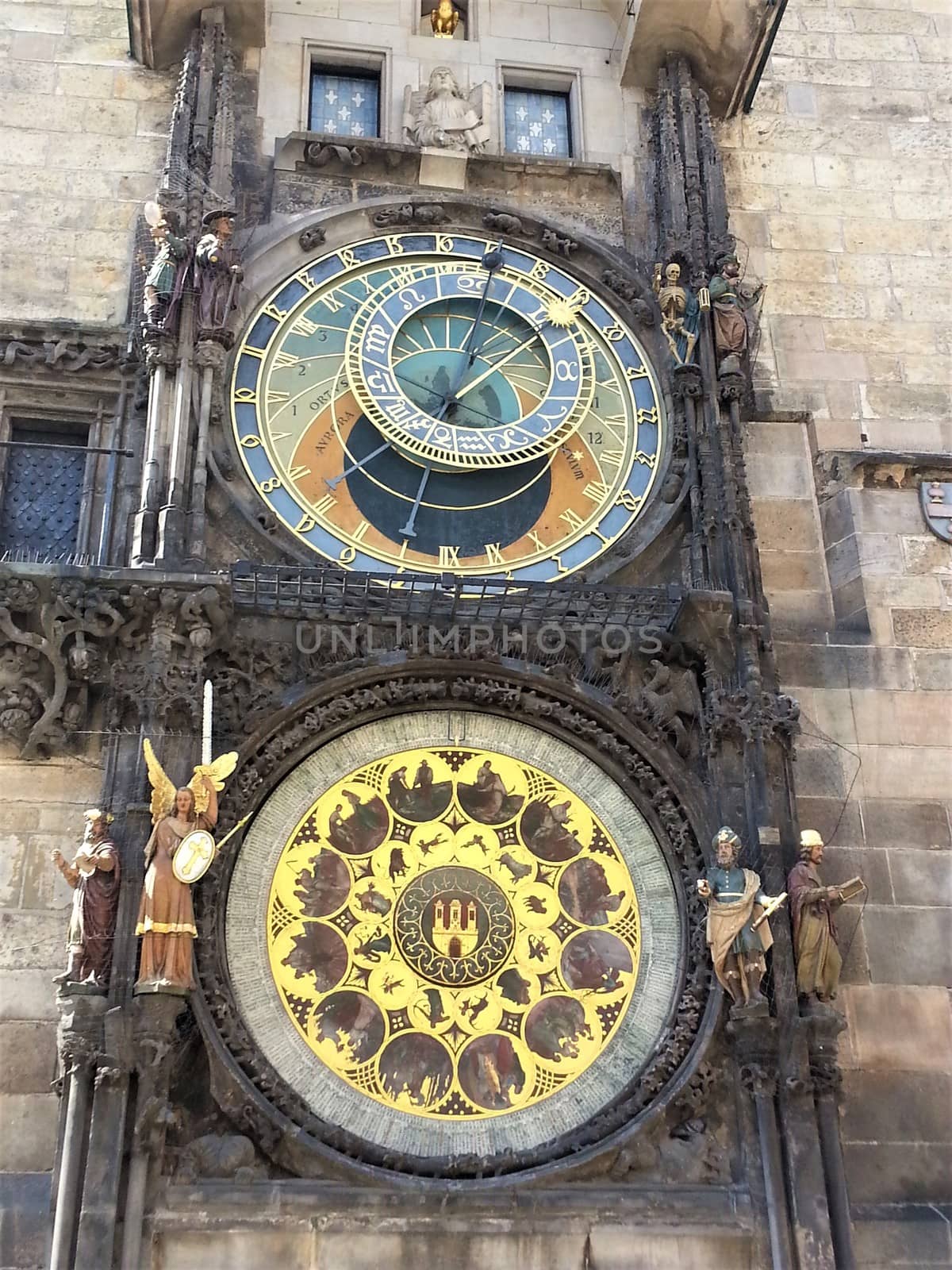 Medieval astronomical clock in the city center of Prague, Czech Republic