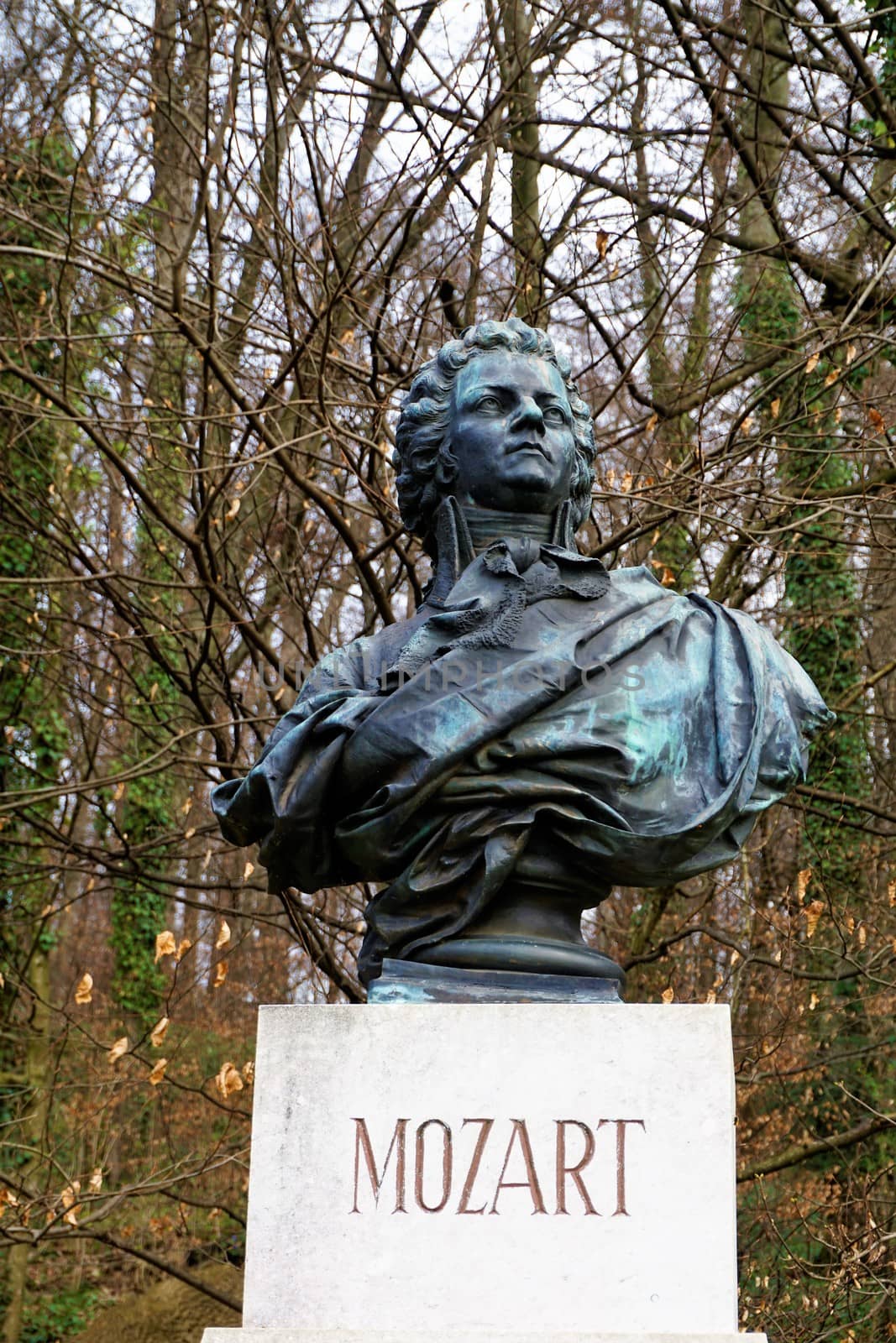 Mozart statue on the Kapuzinerberg hill in Salzburg, Austria