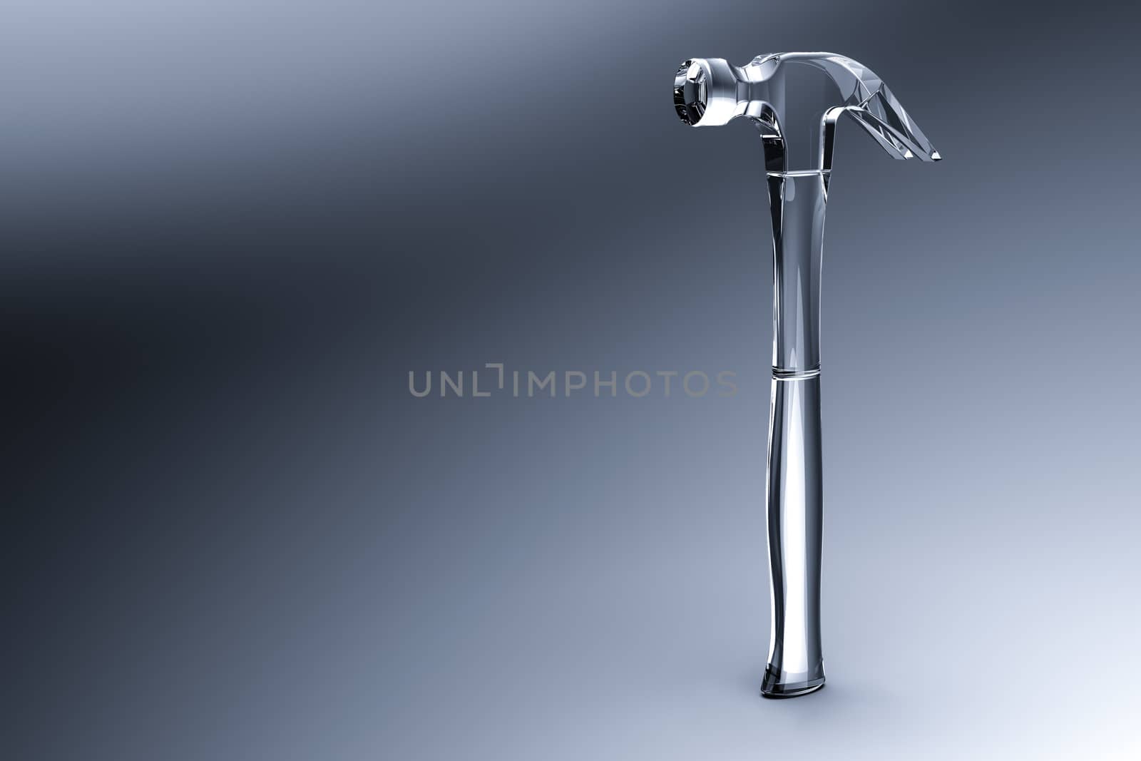 Glass hammer. 3d rendering by mtx