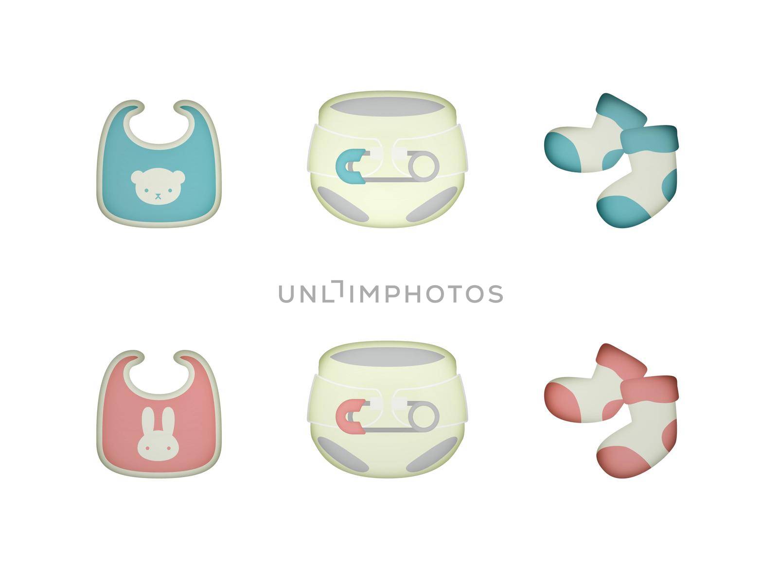 object for a girl and boy pink blue birth on a white background - 3d rendering