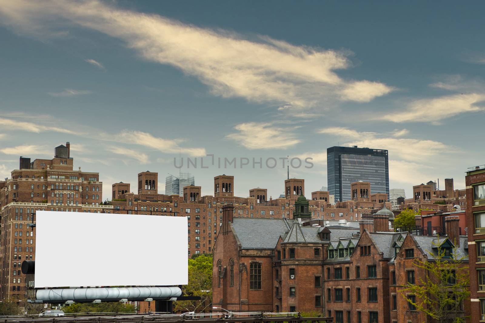 NYC view with blank billboard space