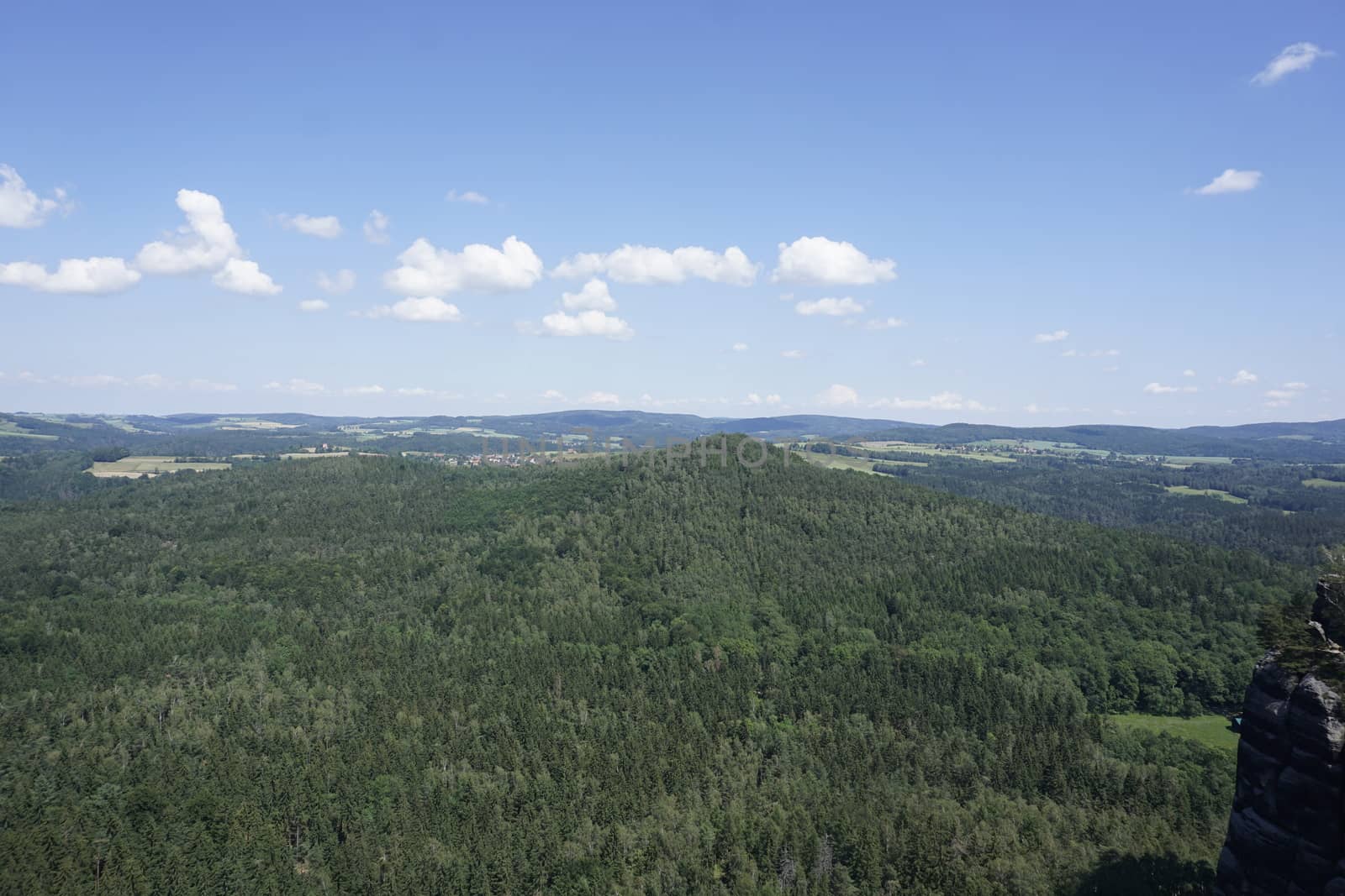 Beautiful landscape view from the Schrammstein viewpoint in Saxon Switzerland, Germany