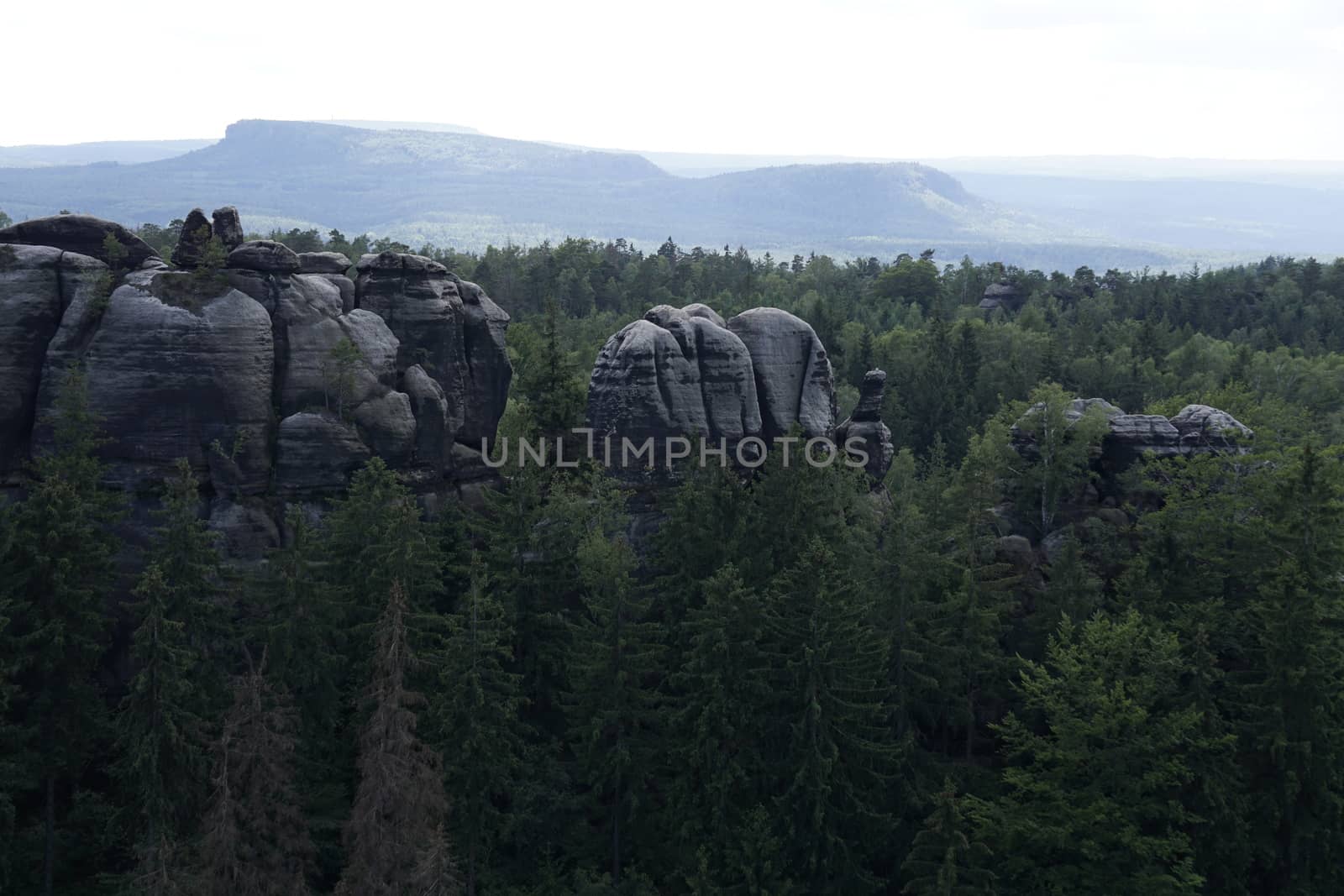 Beautiful view over spectacular landscape in Saxon Switzerland, Germany