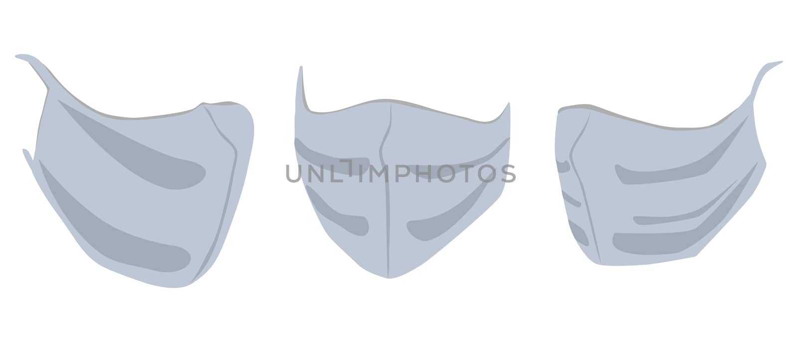Grey protective medical mask. Hygiene mask PPE Virus protection. Vector illustration isolated on white background.