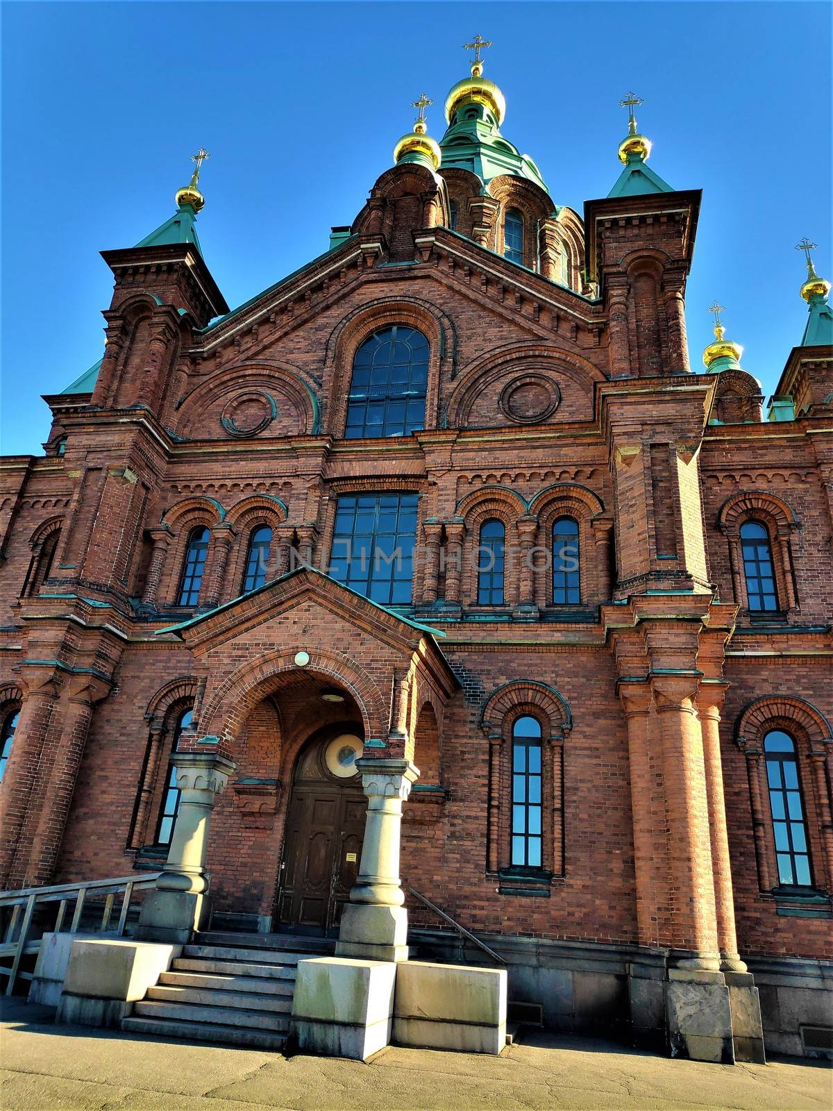 Front view of the Uspenski cathedral in Helsinki, Finland