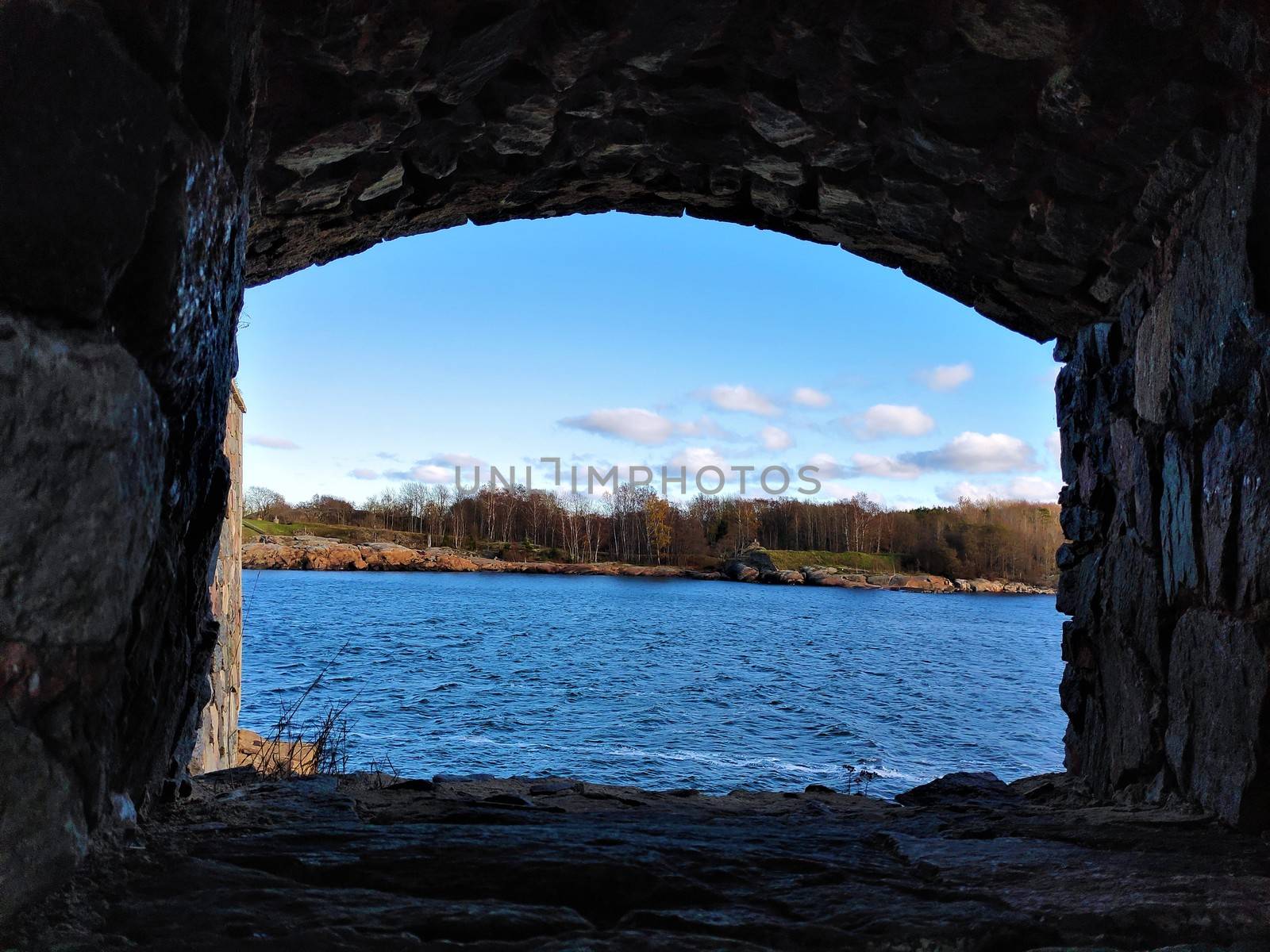 View on forest from loophole on the island of Suomenlinna by pisces2386