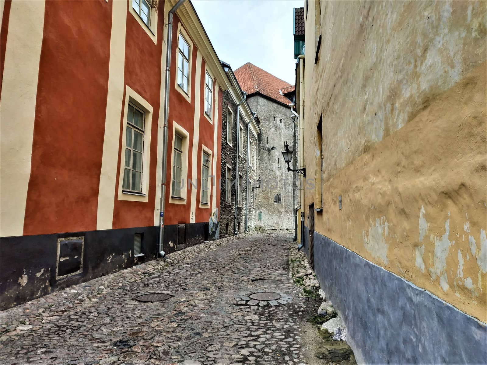 Beautiful old street in the city center of Tallinn, Estonia