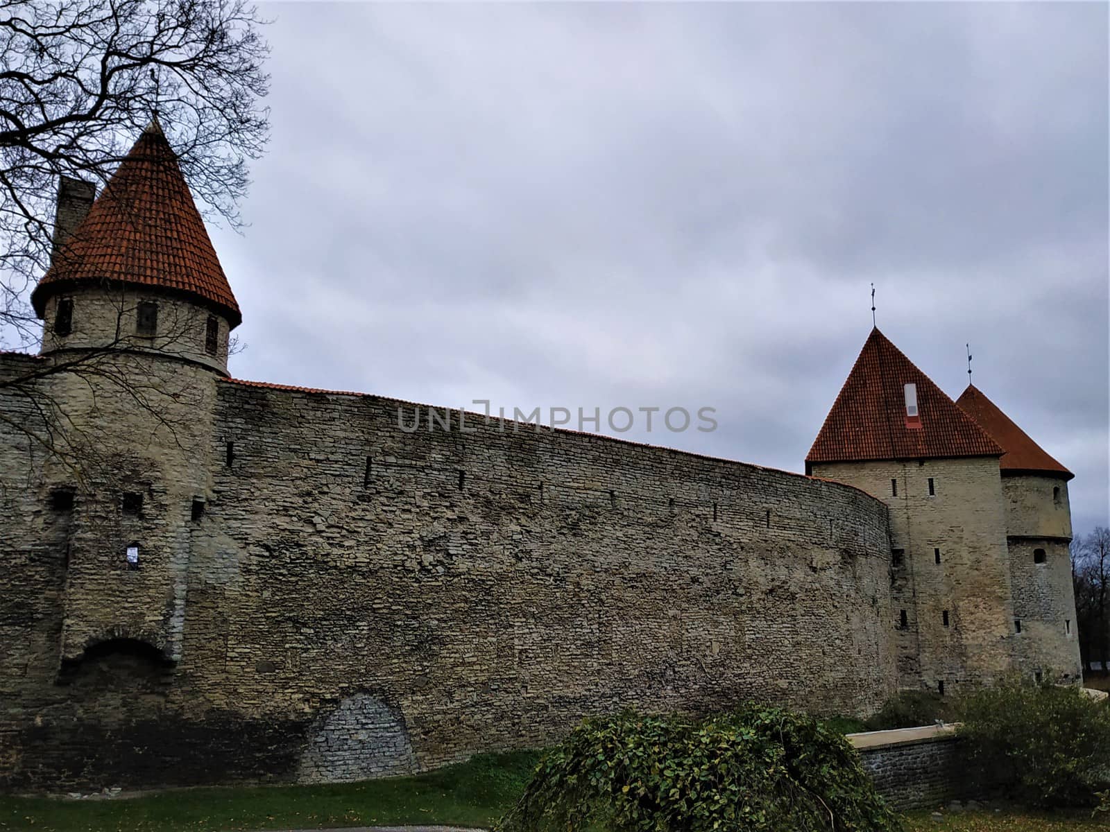 Old city wall of upper town of Tallinn, Estonia