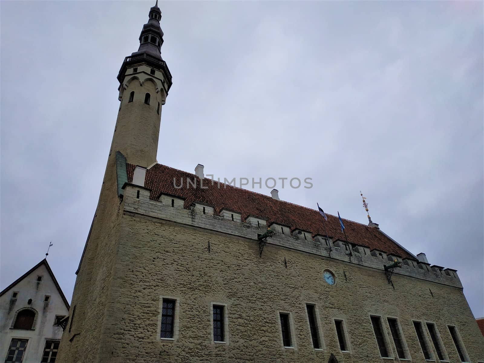 Beautiful town hall of Tallinn on cloudy day by pisces2386