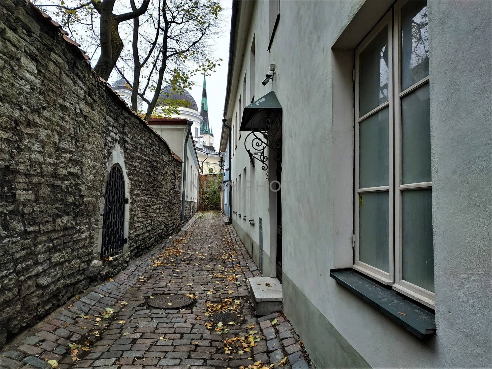 Narrow street near the town wall of Tallinn, Estonia