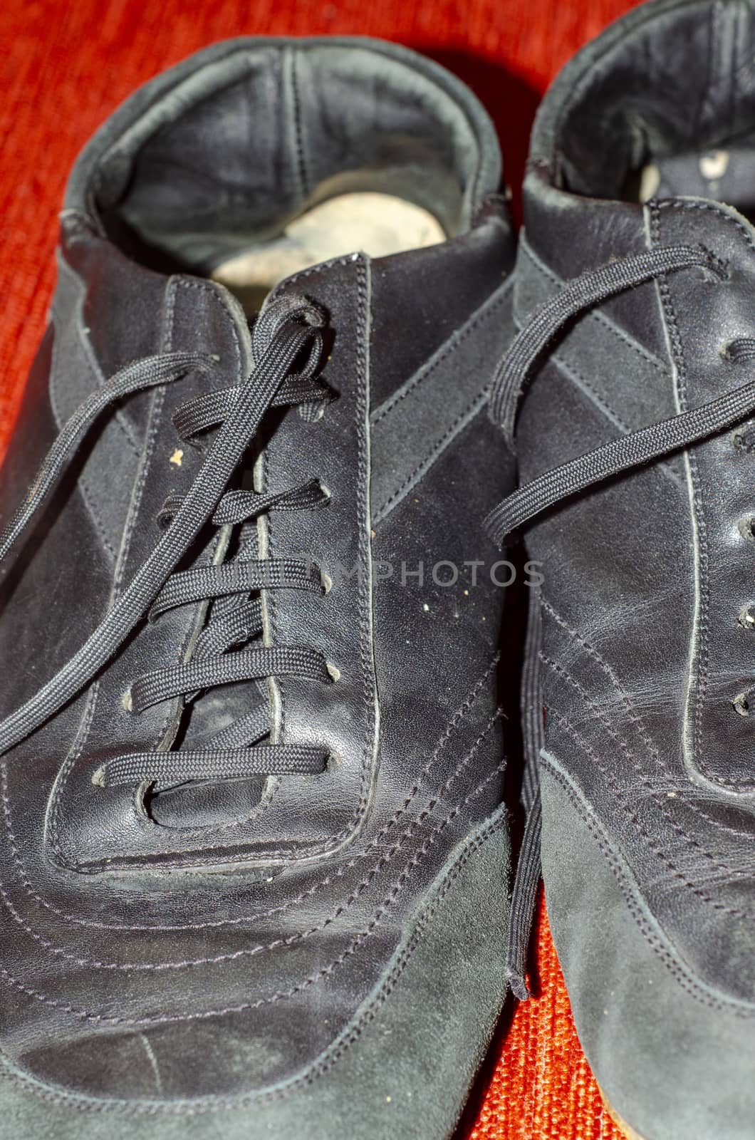 Old Black Walking Shoes, Vintage Black Walking Shoes