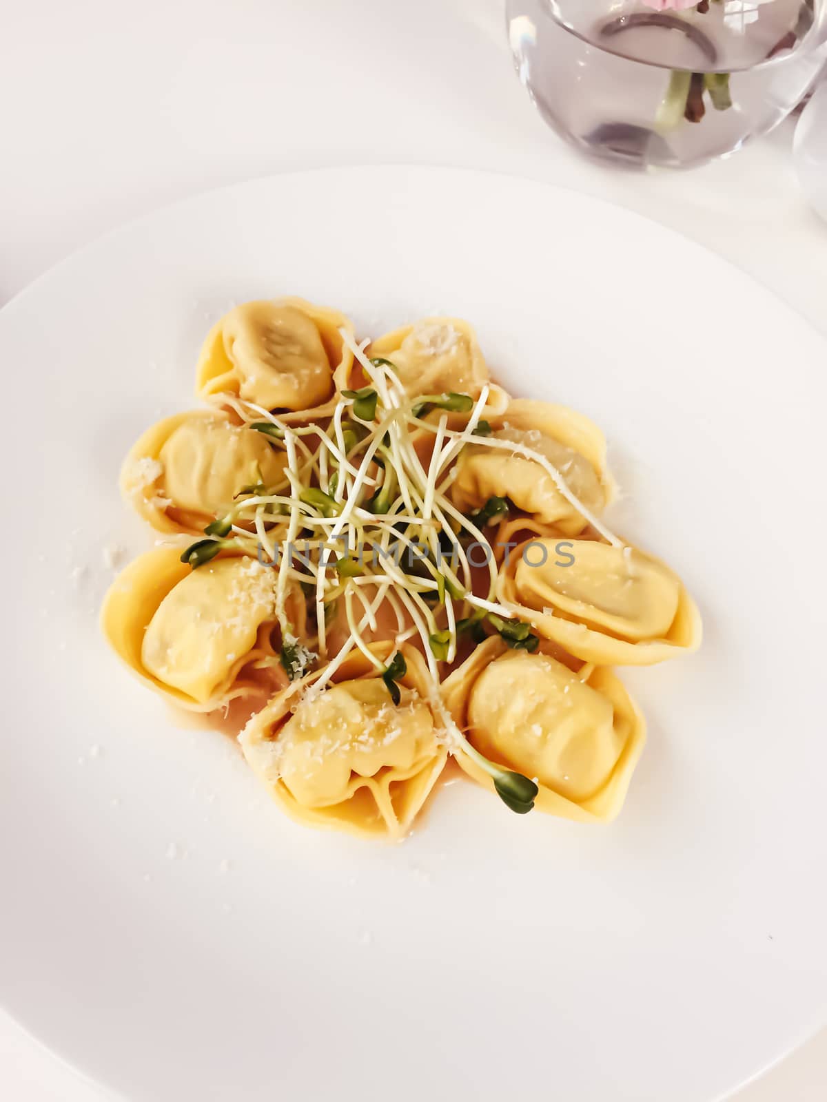 Traditional Polish dumplings served on a plate in a restaurant