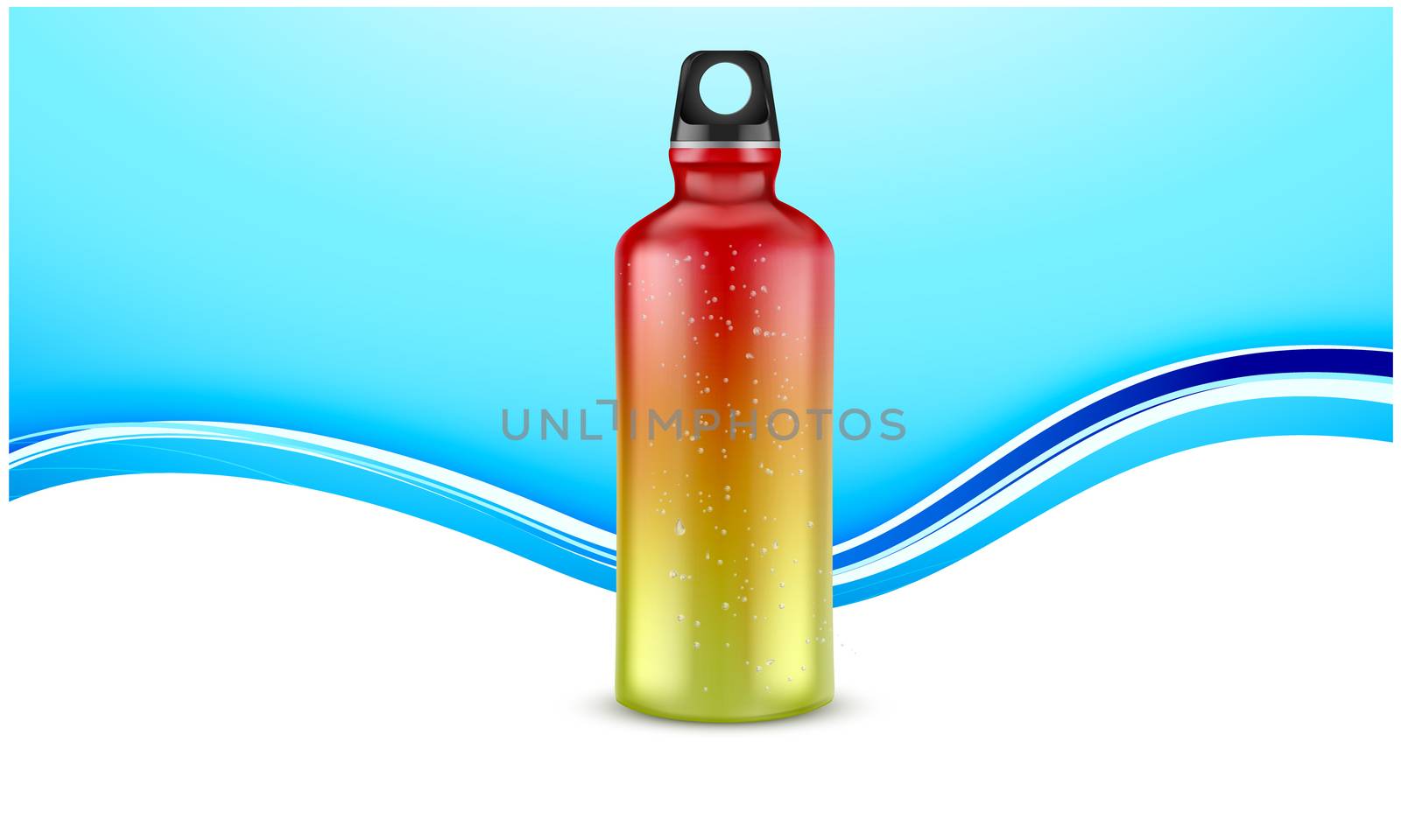 mock up illustration of sports water bottle on abstract background