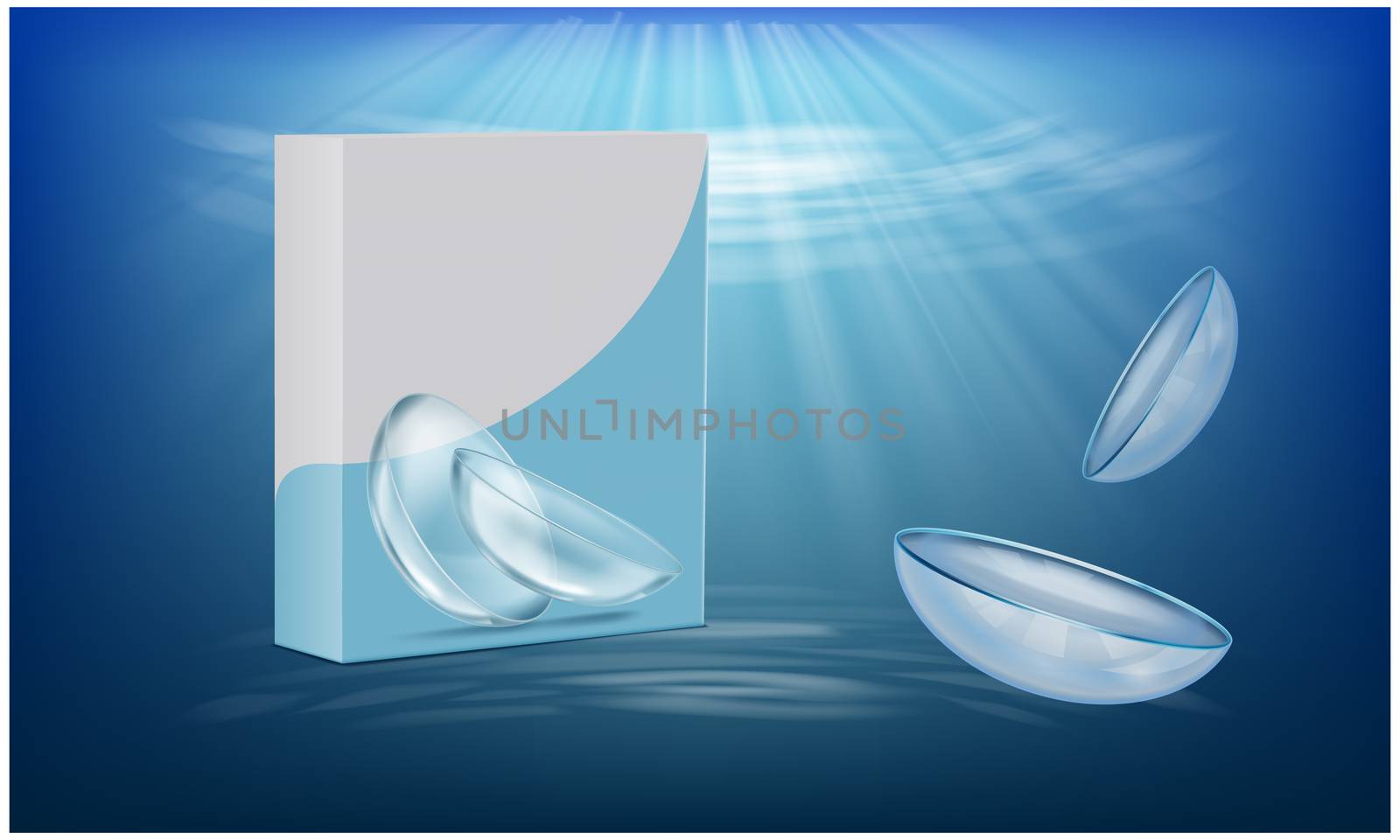 mock up illustration of contact lens packaging on abstract background by aanavcreationsplus