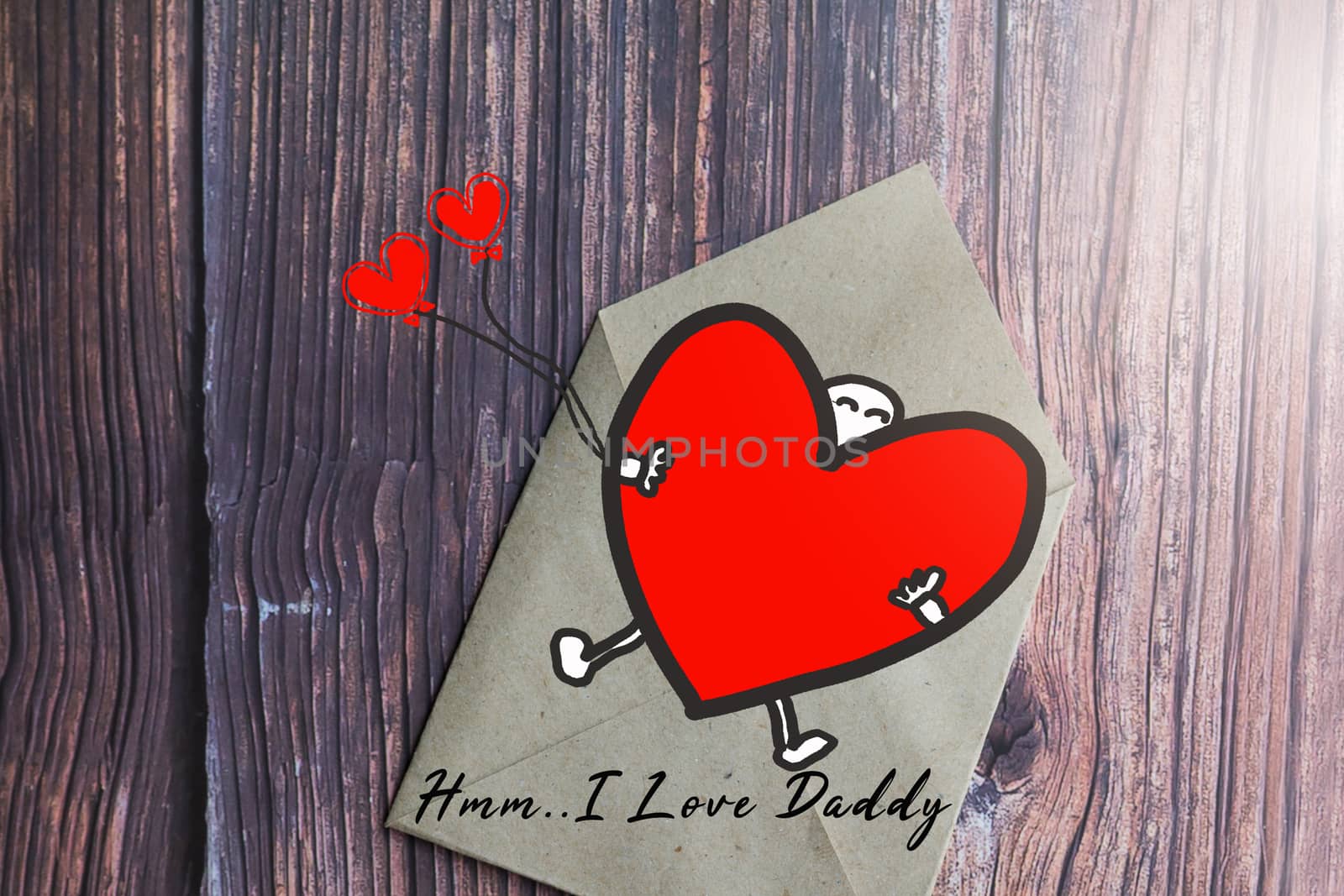 Father's day gift card with word I Love Daddy, greeting card