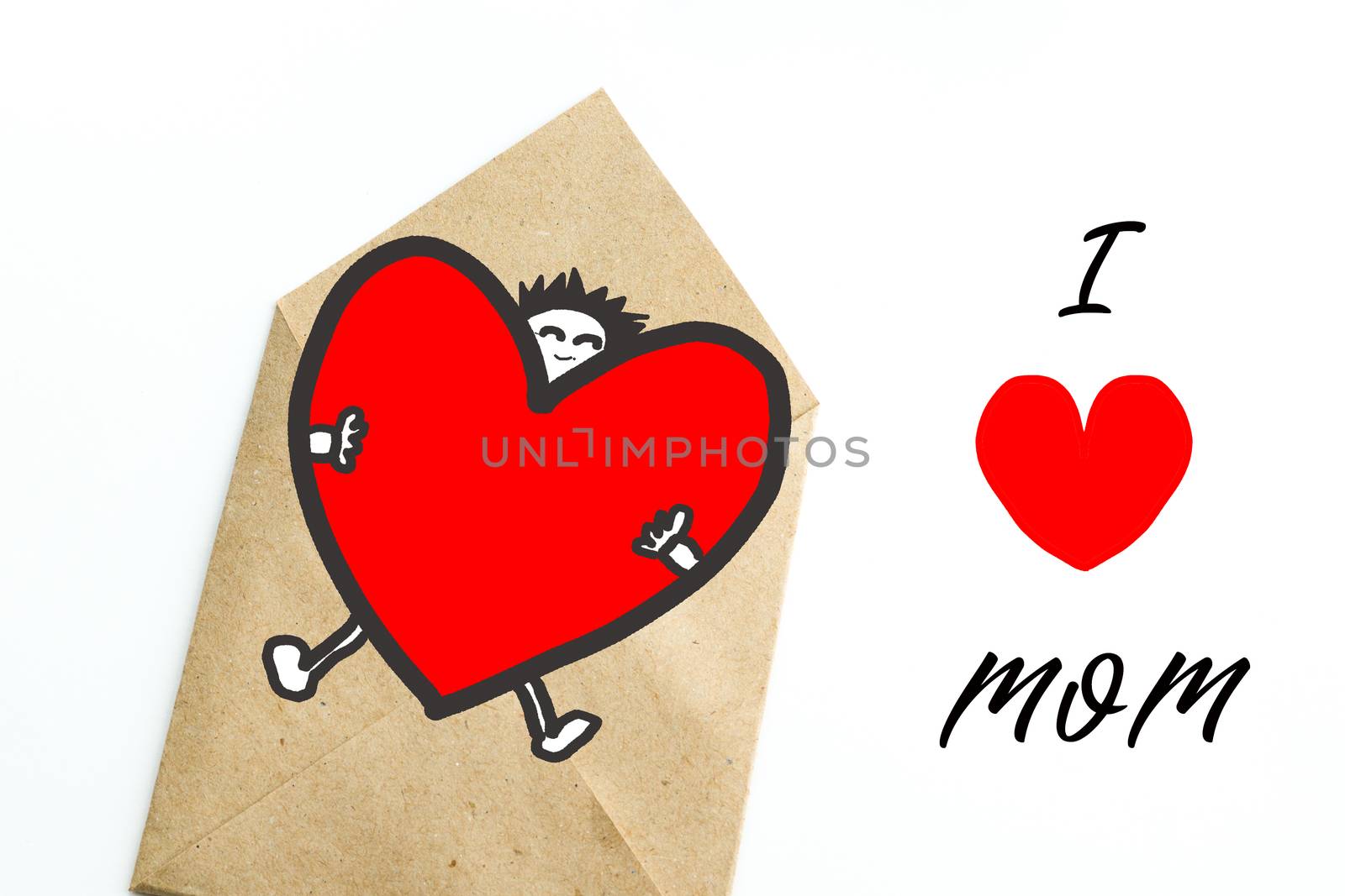 Mother's day gift card with word I Love Mom, greeting card