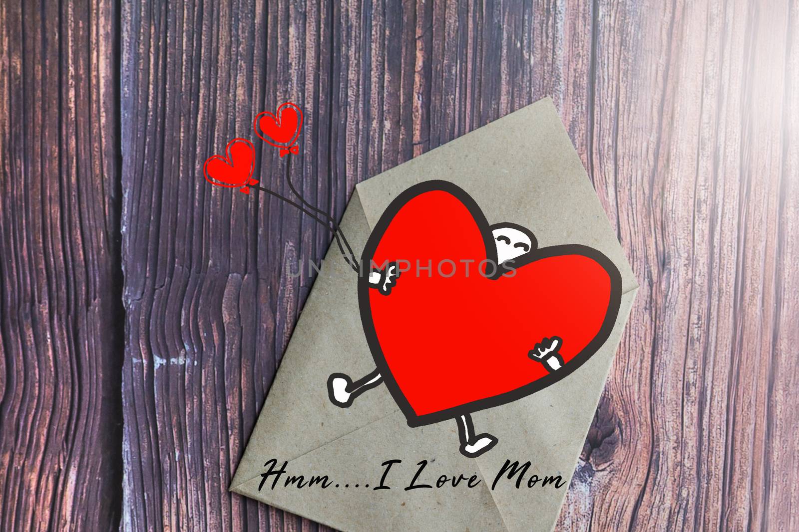 Mother's day gift card with word I Love Mom, greeting card