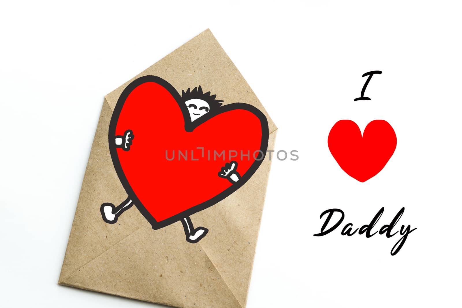 Father's day gift card with word I Love Daddy, greeting card