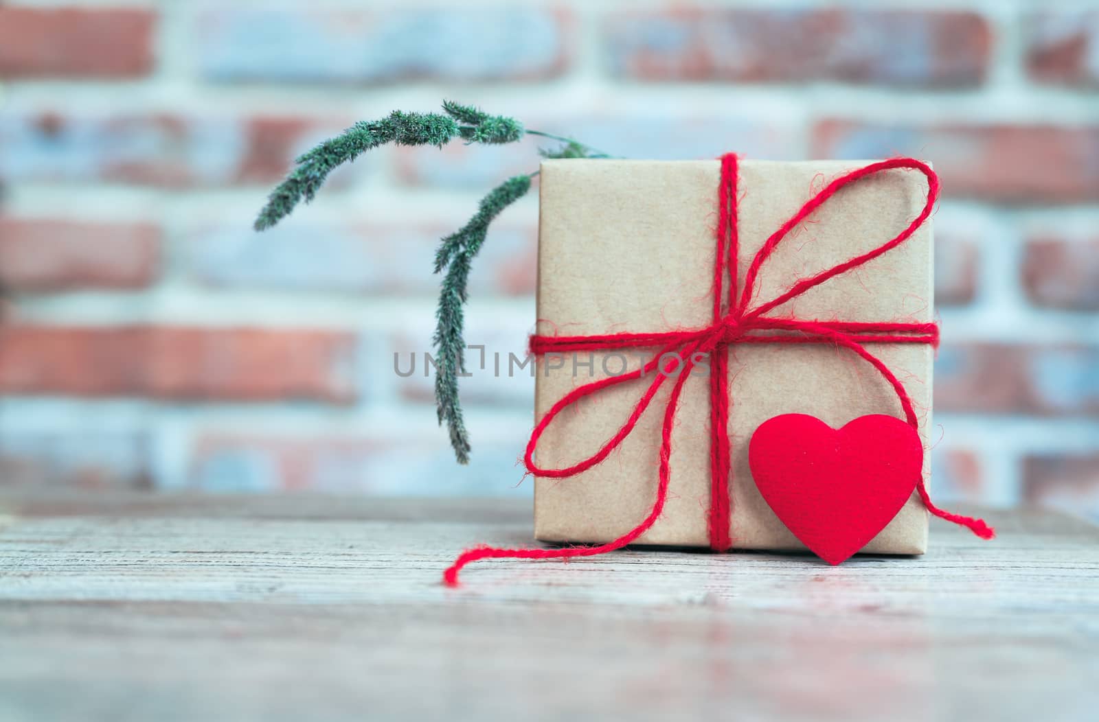 Heart shape, Gift box and flower, copy space for texting