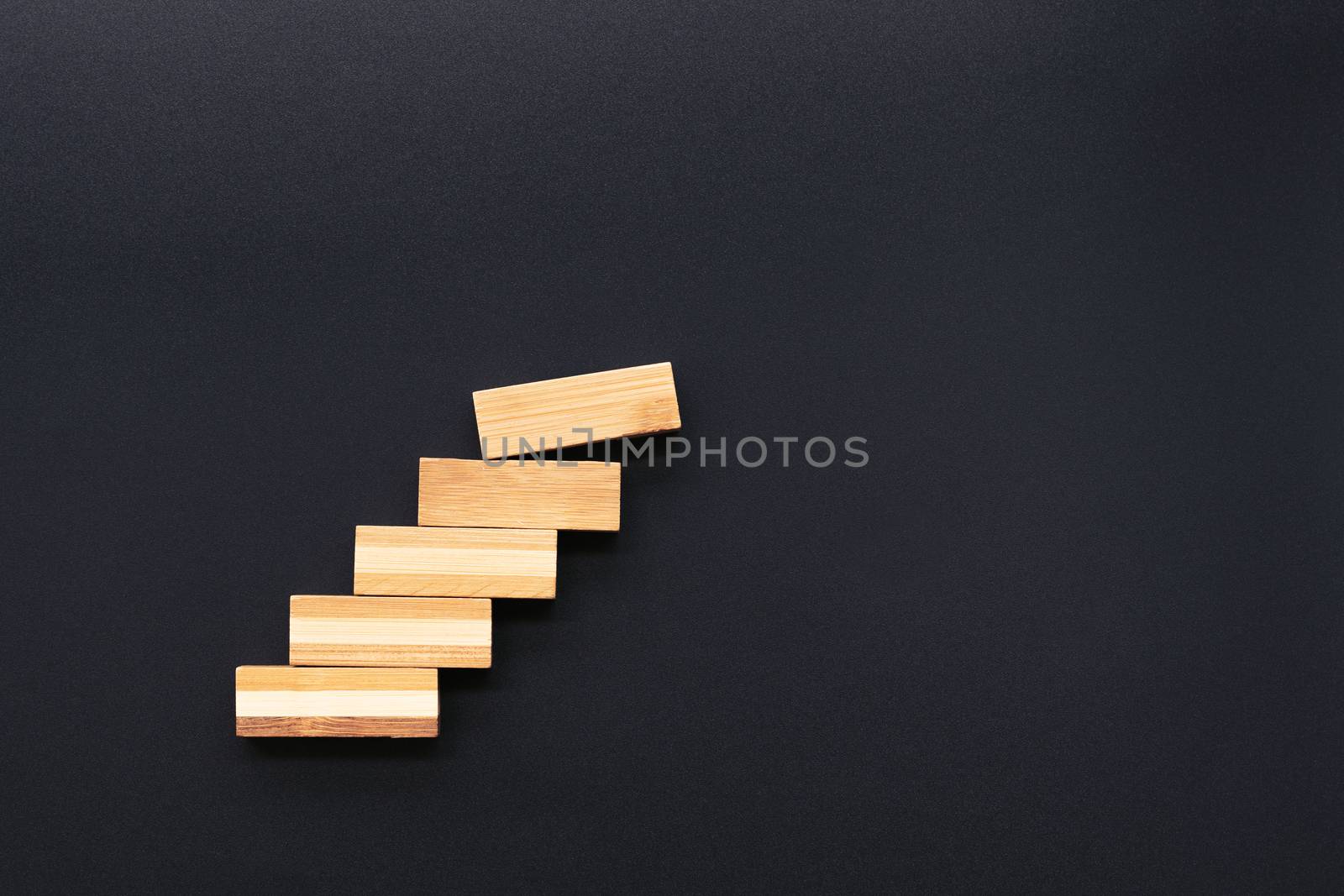 Wooden block stacking as step staircase. Business concept for growth successful. Blank for copy text