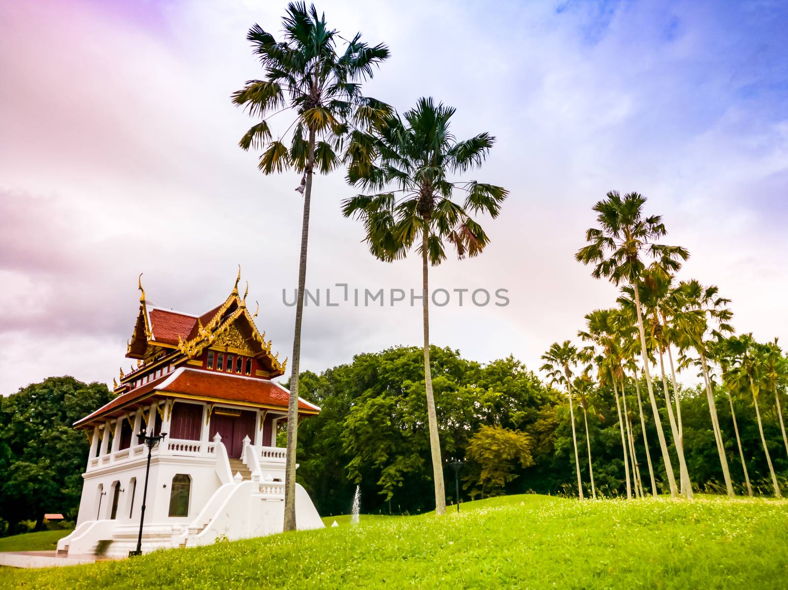 Pattaya Chonburi, Thailand. Landscape of Thai gazebos-temple (sala) at Wat Yannasangwararam
