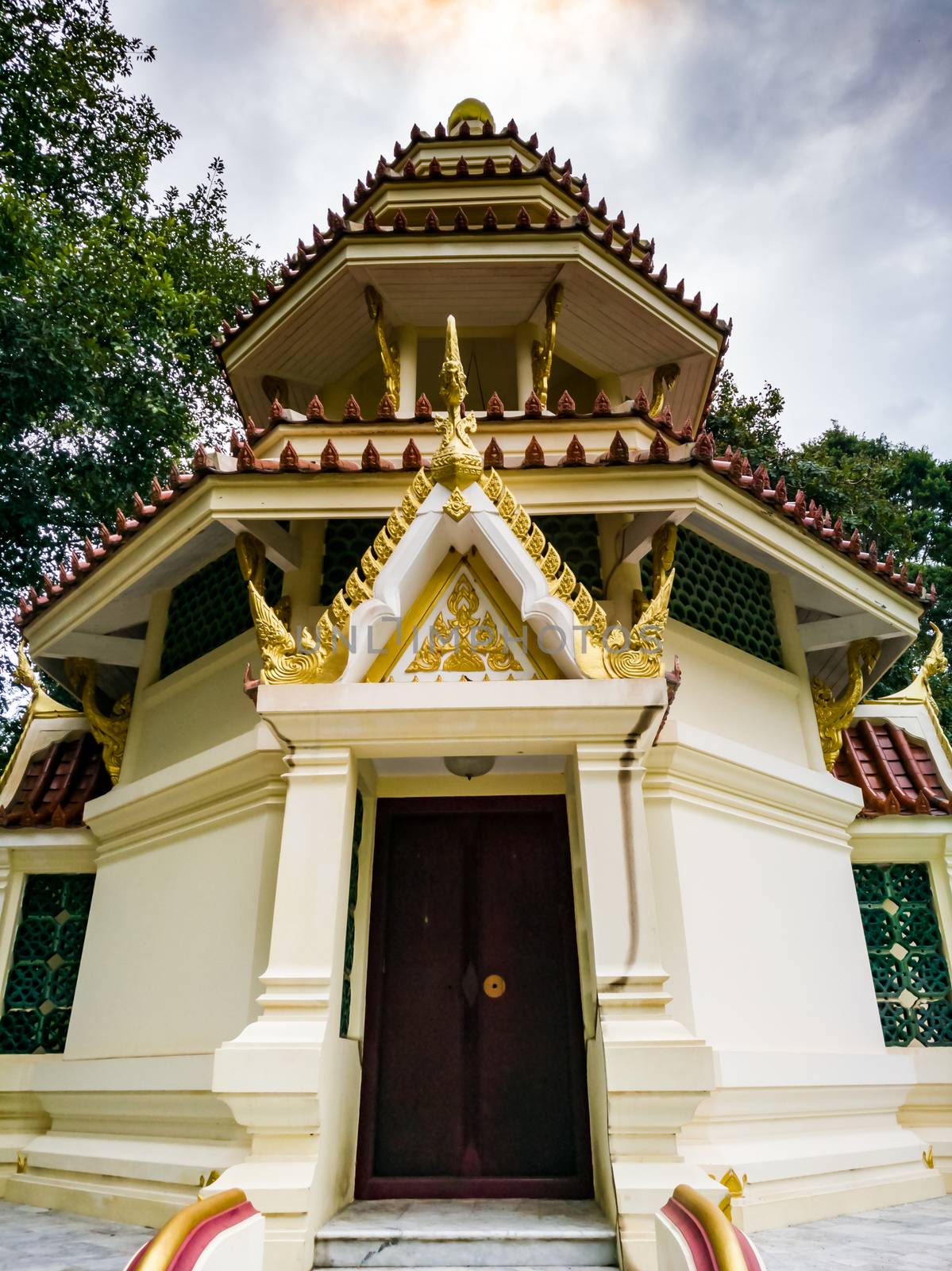 Pattaya Chonburi, Thailand. Thai gazebos-temple (sala) at Wat Yannasangwararam