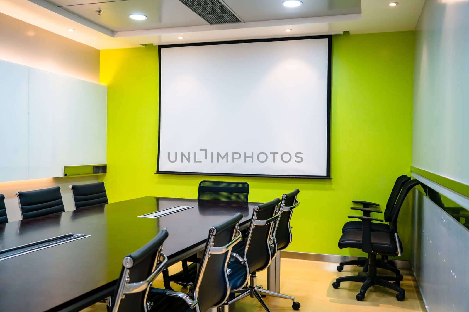 the blank display/projector display in the business meeting room by psodaz