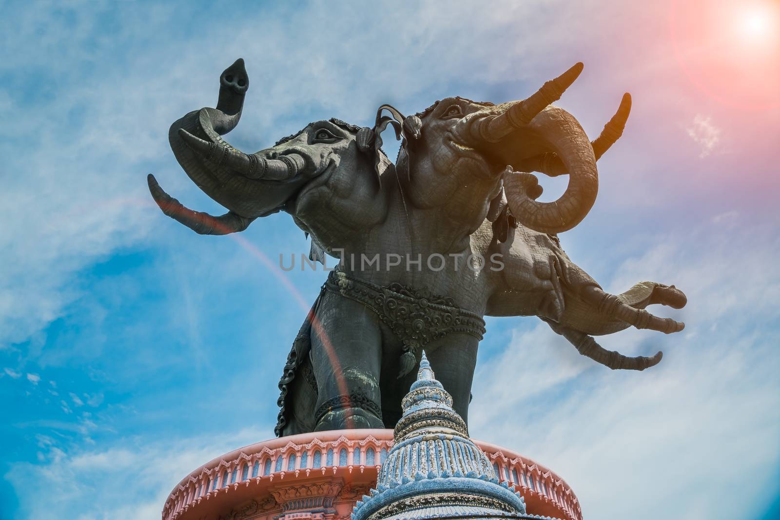 Erawan museum, Bangkok Thailand, elephant statue in the sunlight by psodaz
