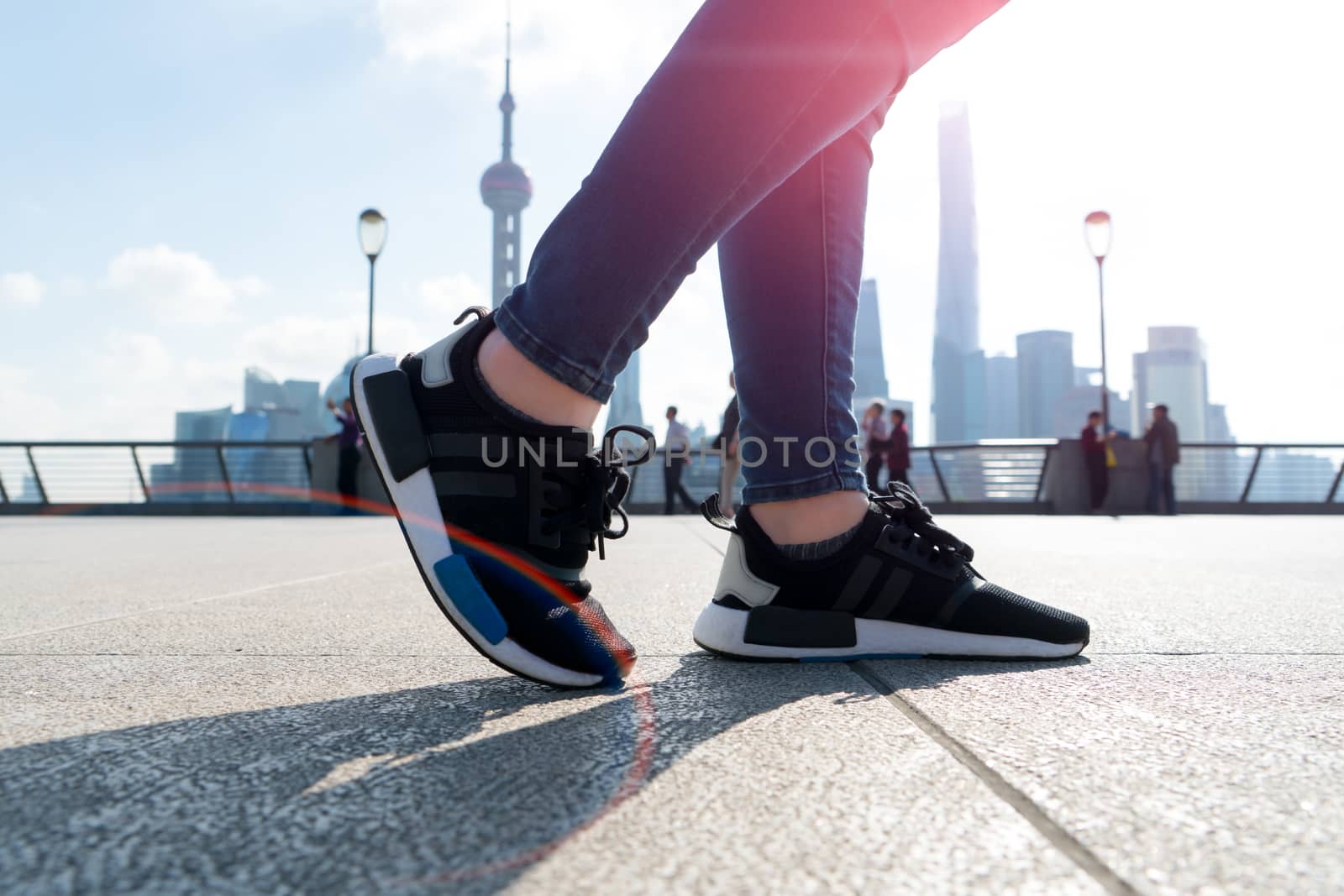 walking in the summer at bund Shanghai city view background by psodaz