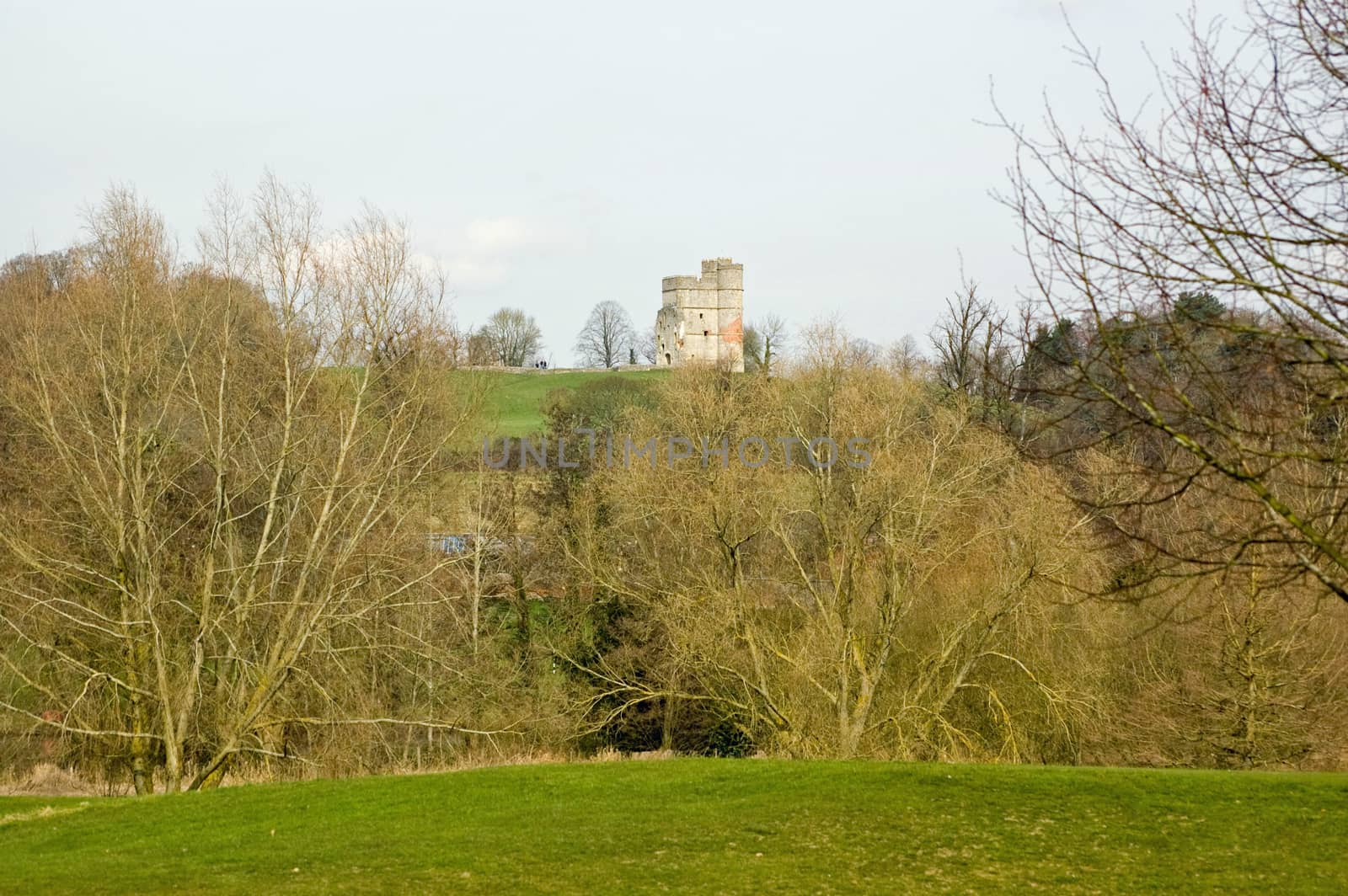 View of the ruins of the medieval Donnington Castle, Newbury, Berkshire.