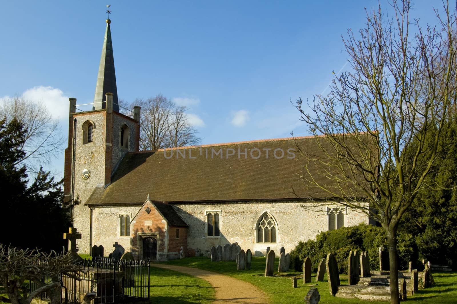 The parish church of Saint Andrew's in the Hampshire village of Sherborne St John near Basingstoke.