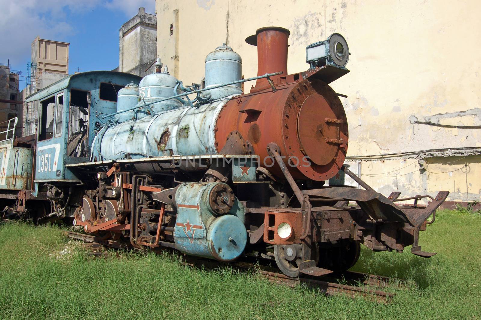 A rusting steam train engine in Central Havana, Cuba.