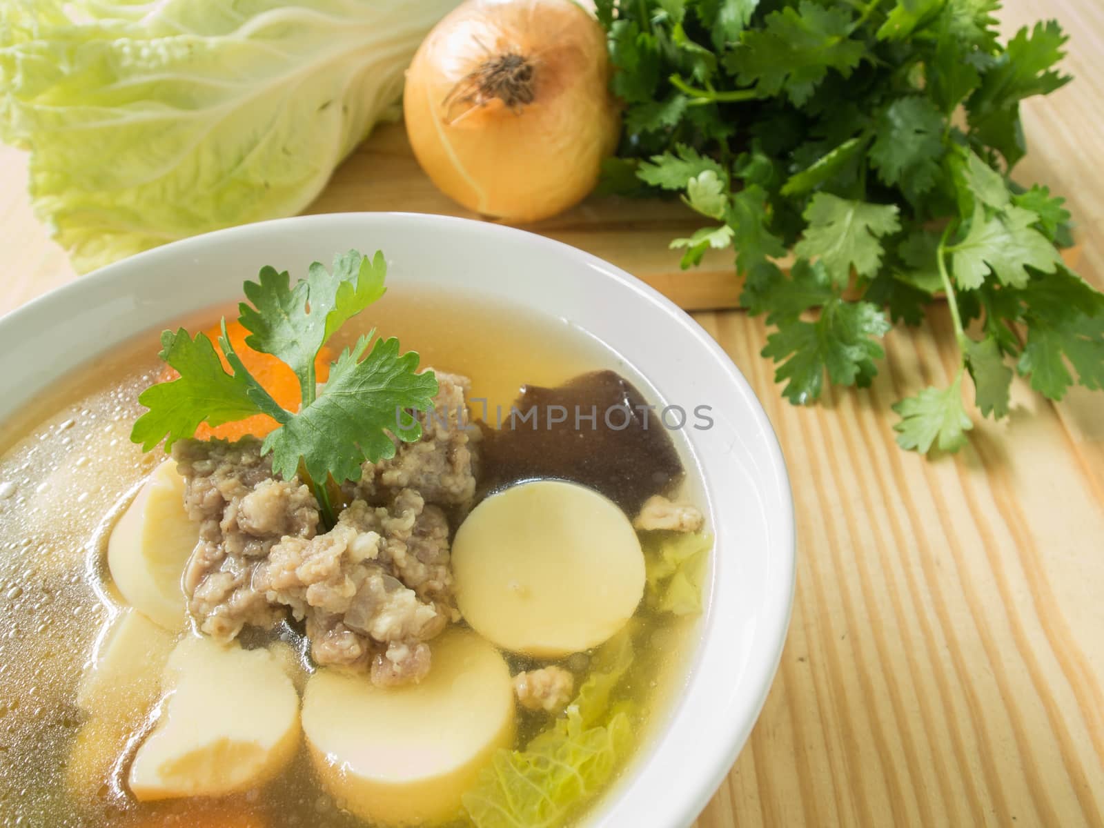 Tofu and Minced Pork soup