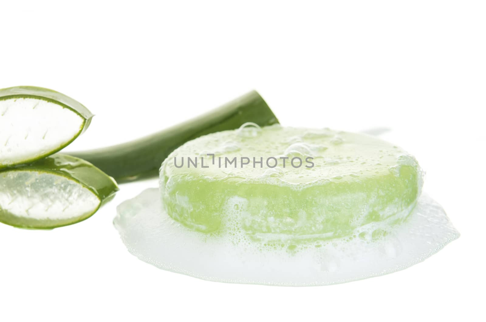 Spa concept with aloe vera soap, moisturizing the skin, reduce wrinkles.