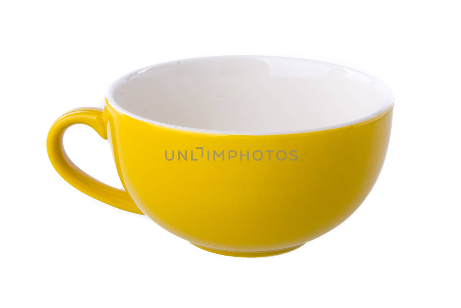 colorful ceramic cup on white background
