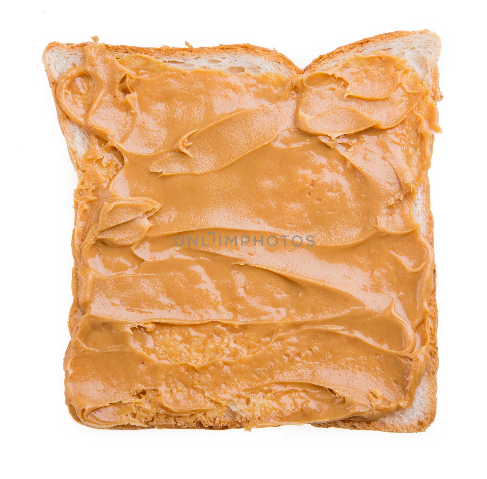 peanut butter sandwich and bread on white background