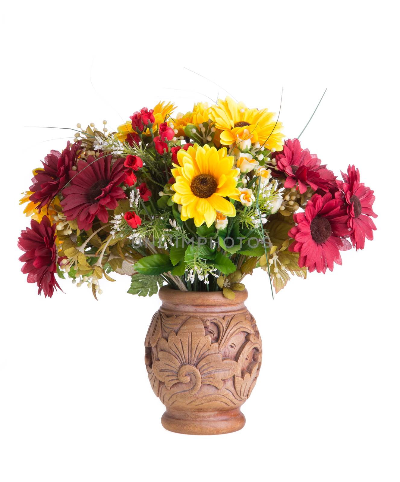 colorful flowers on white background