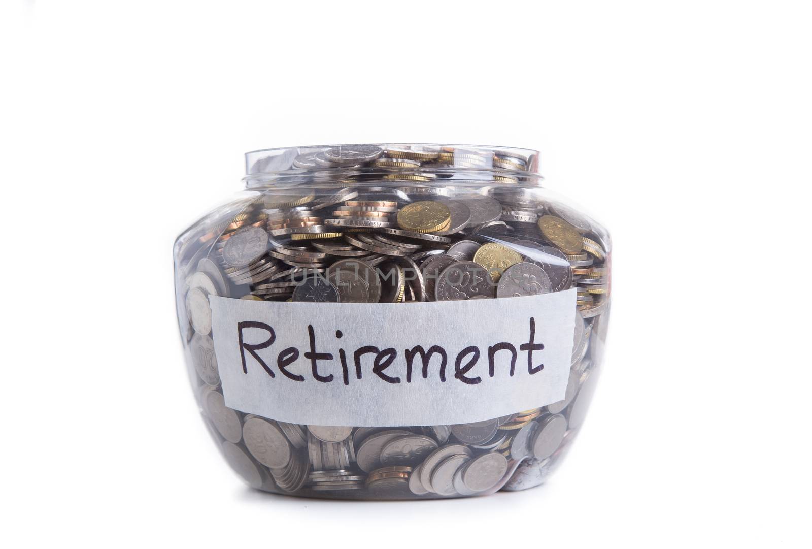 Retirement savings money in jar