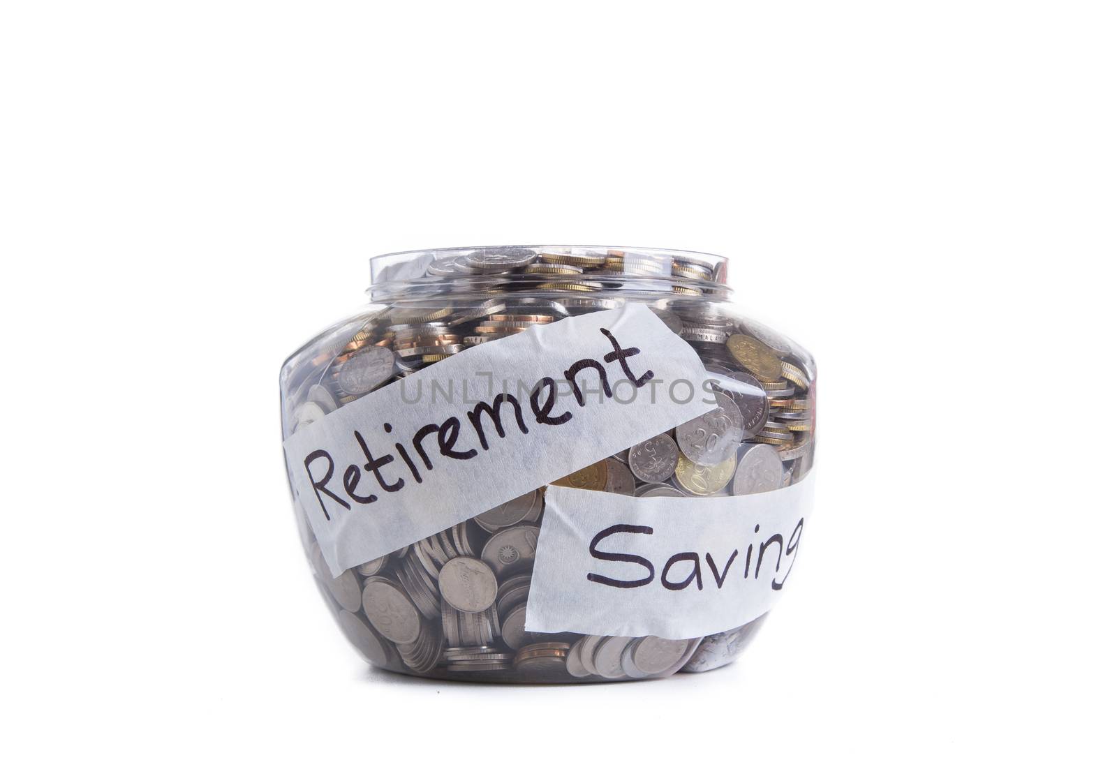 Retirement savings money in jar