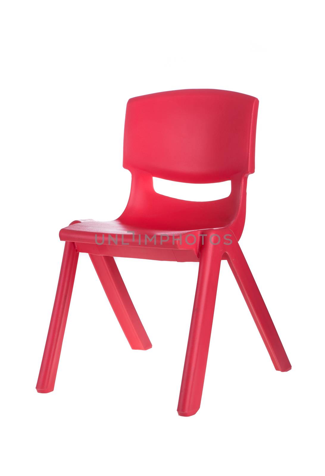 red plastic chairs isolated on white background