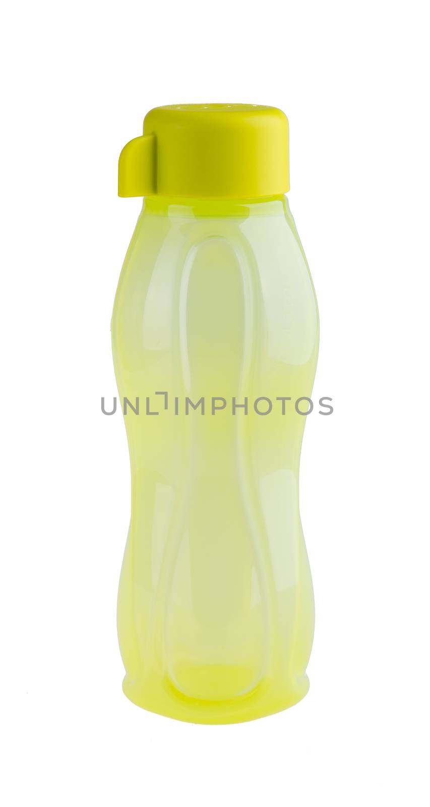 Colored plastic bottles isolated on white background