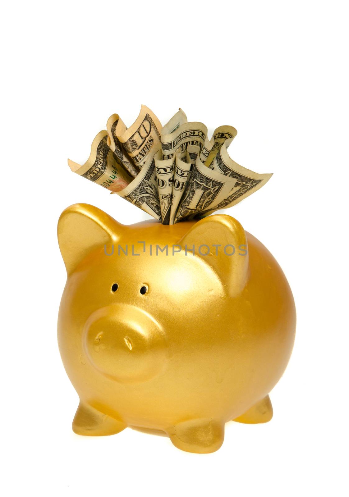 Golden Piggy Bank isolated on white background