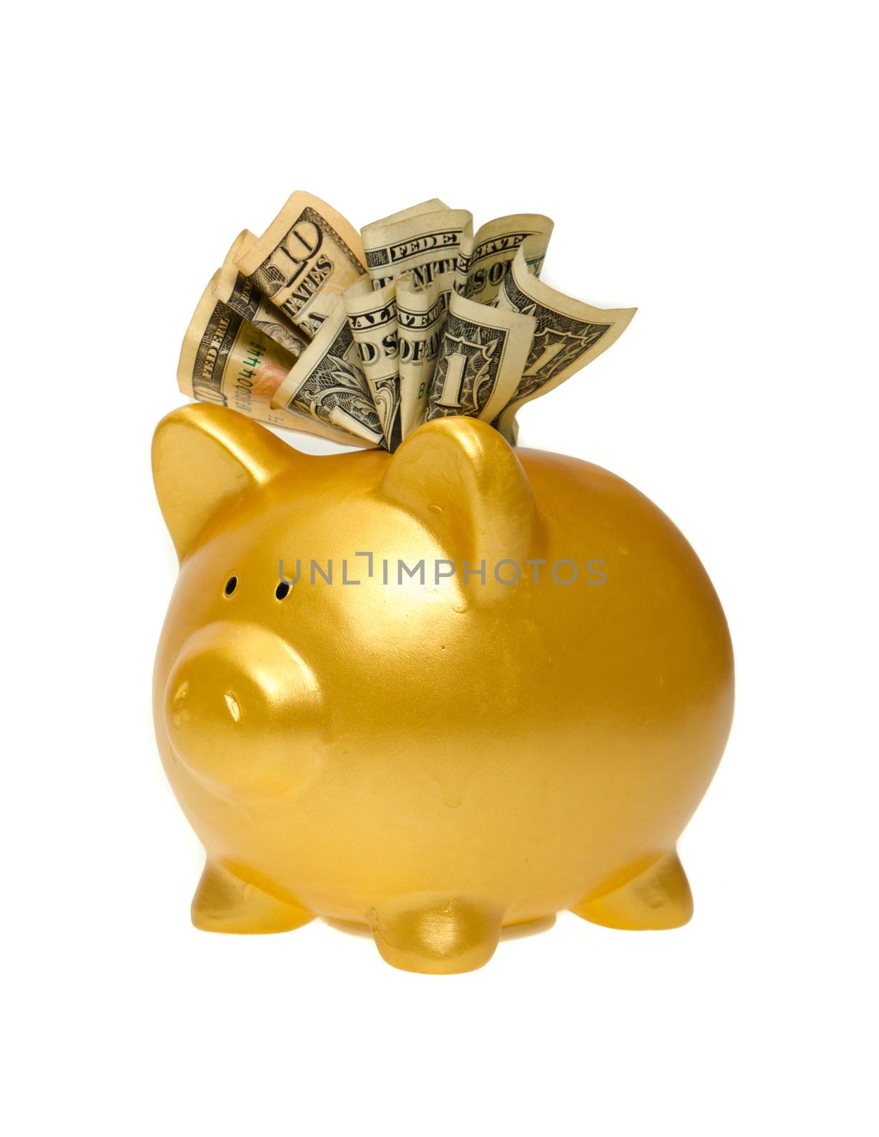 Golden Piggy Bank isolated on white background