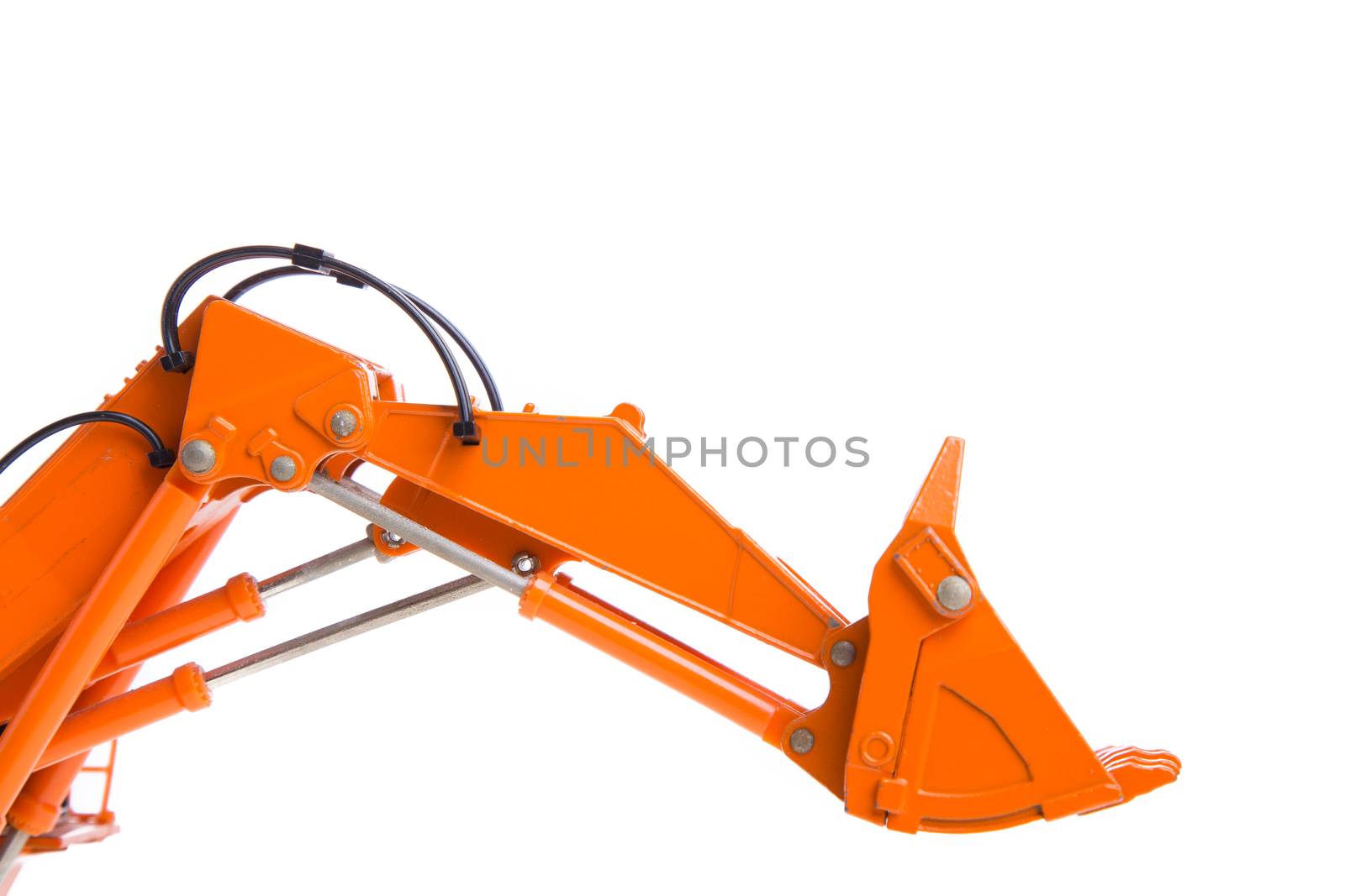 Digger excavator arm isolated on white background