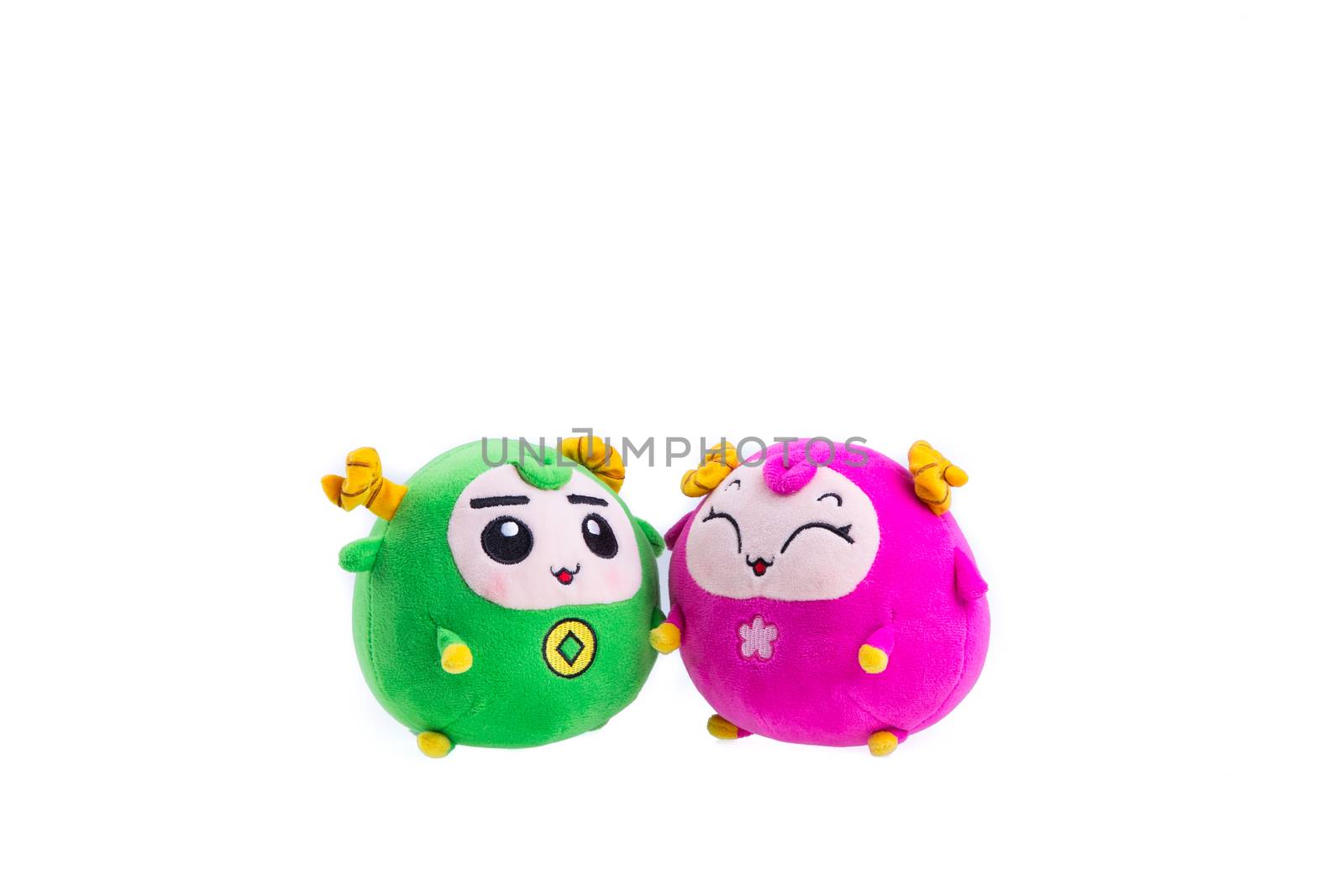 Soft toys isolated on white background