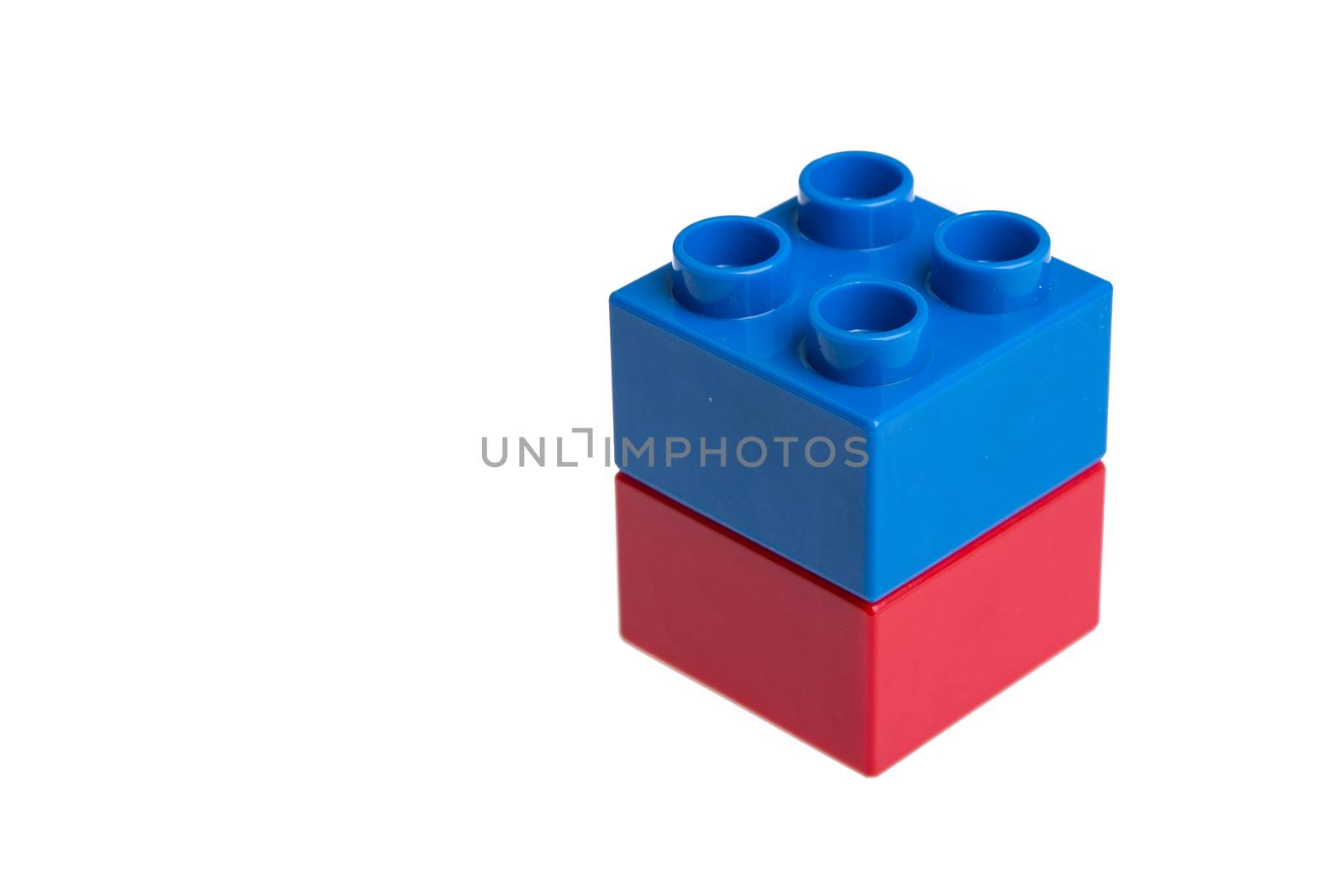 Plastic building blocks isolated on white background