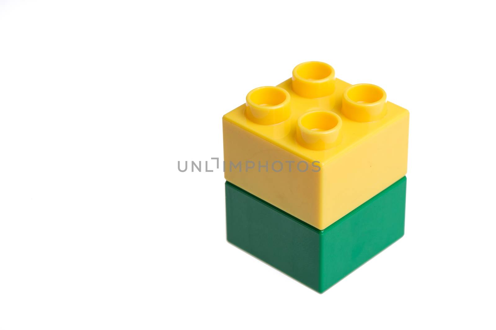Plastic building blocks isolated on white background