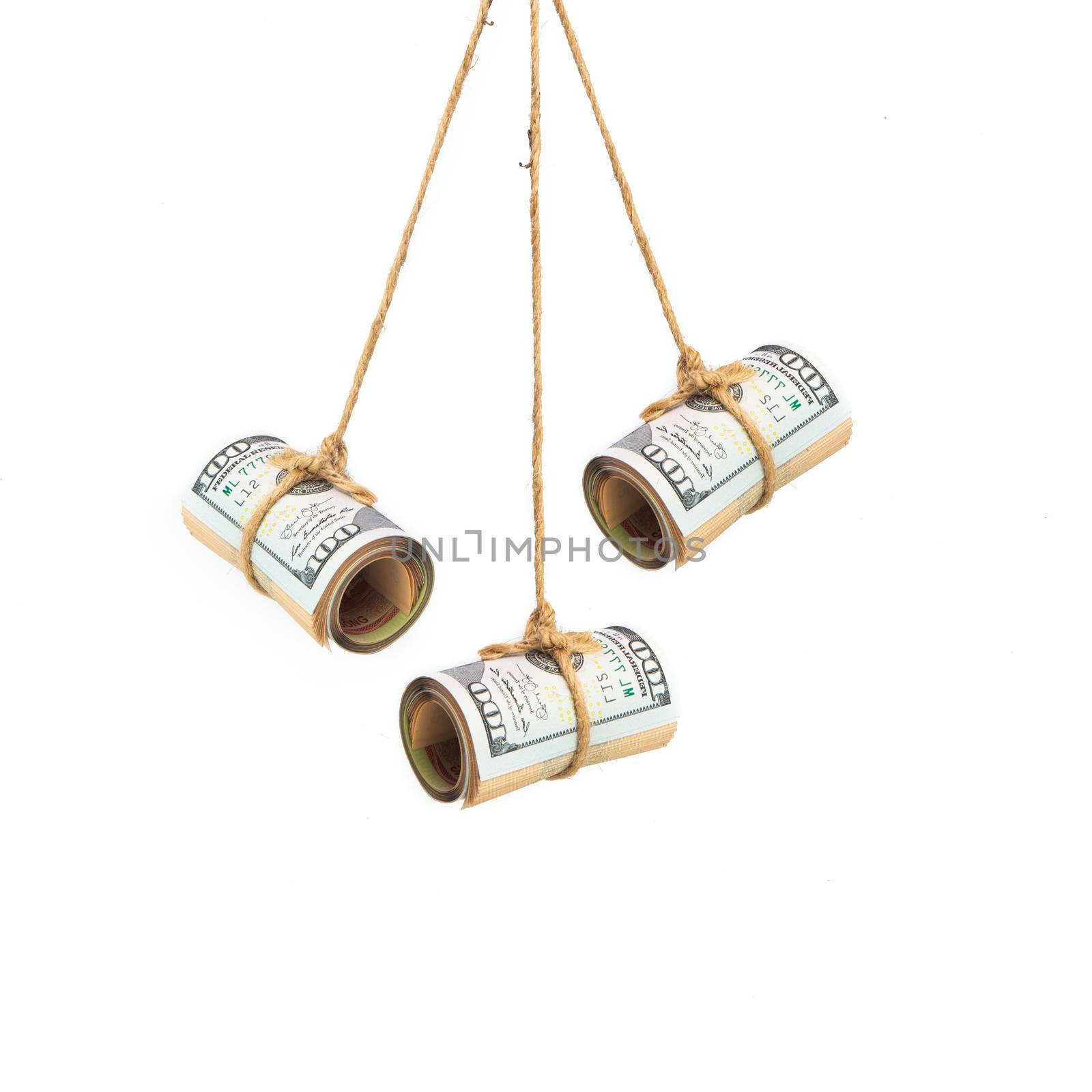 finance concept of money hanging isolated on white background