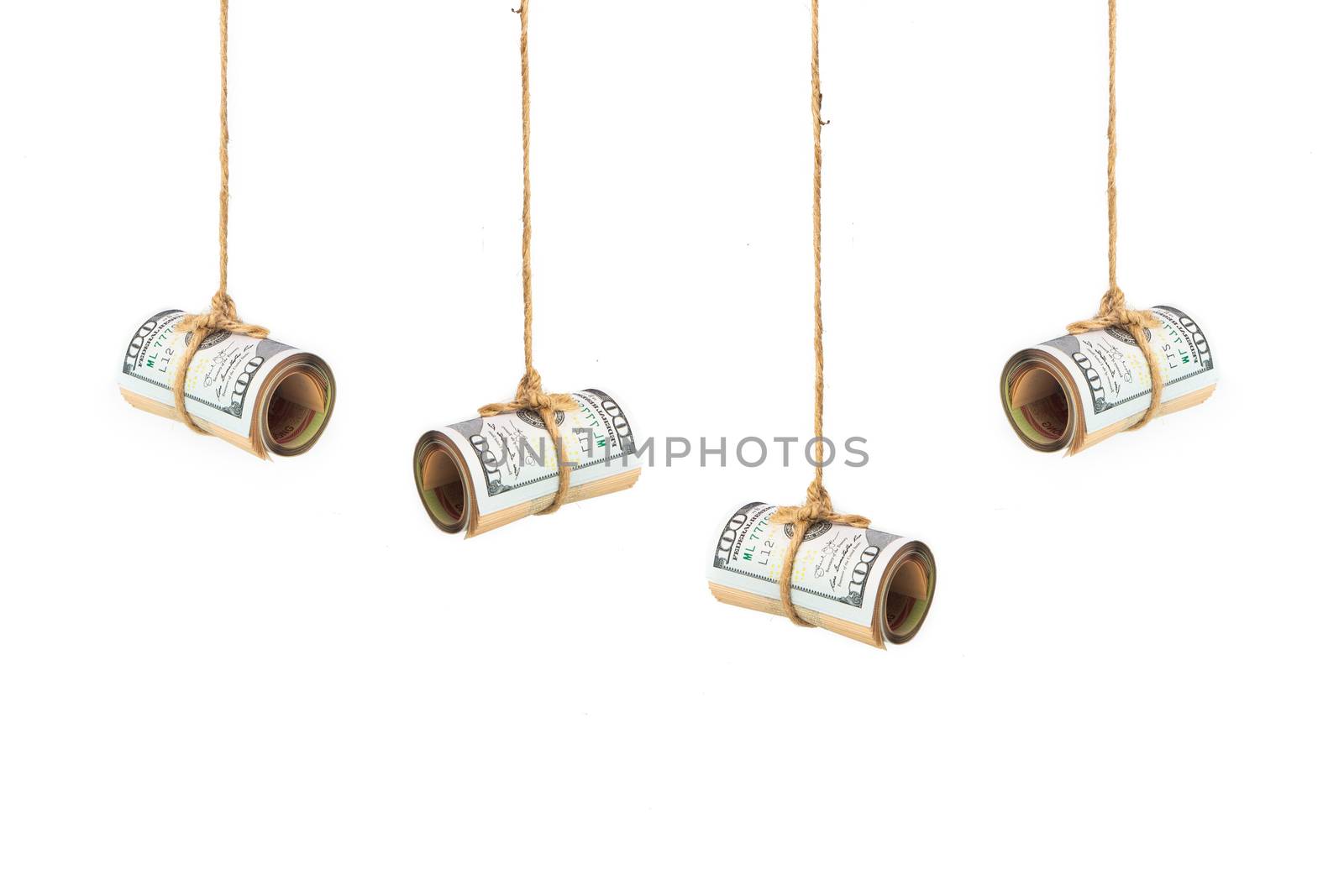 finance concept of money hanging isolated on white background