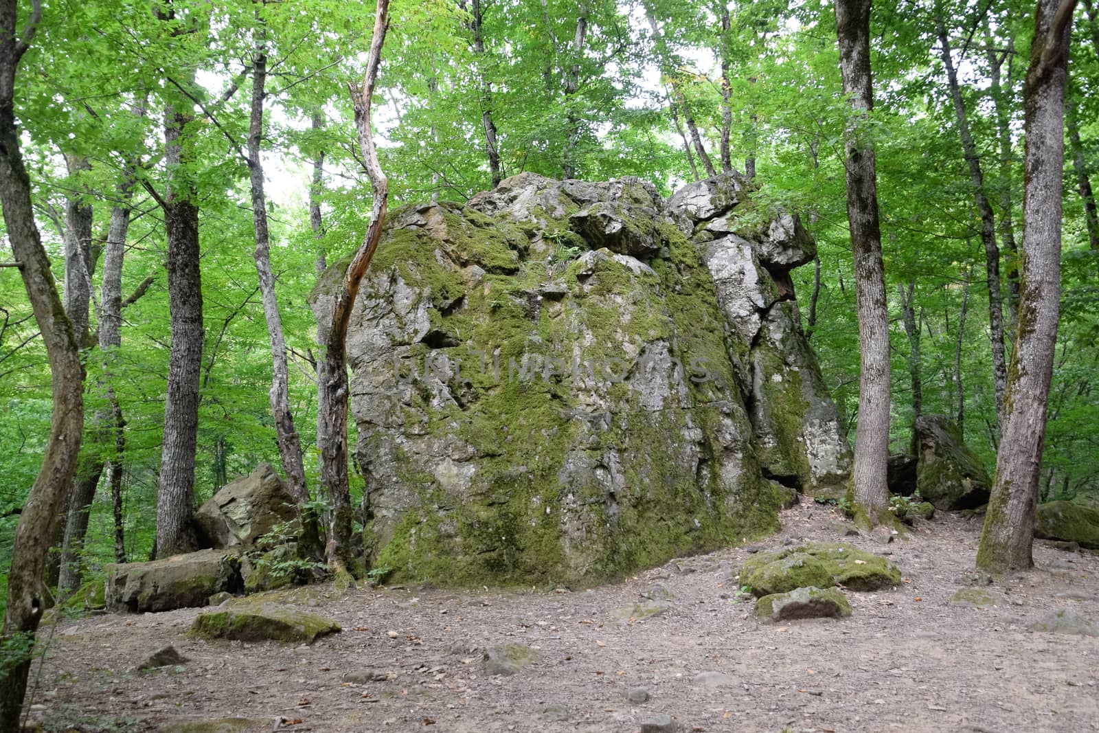 The rock is a bloody finger. Landmark in the Shapsugi Forest.